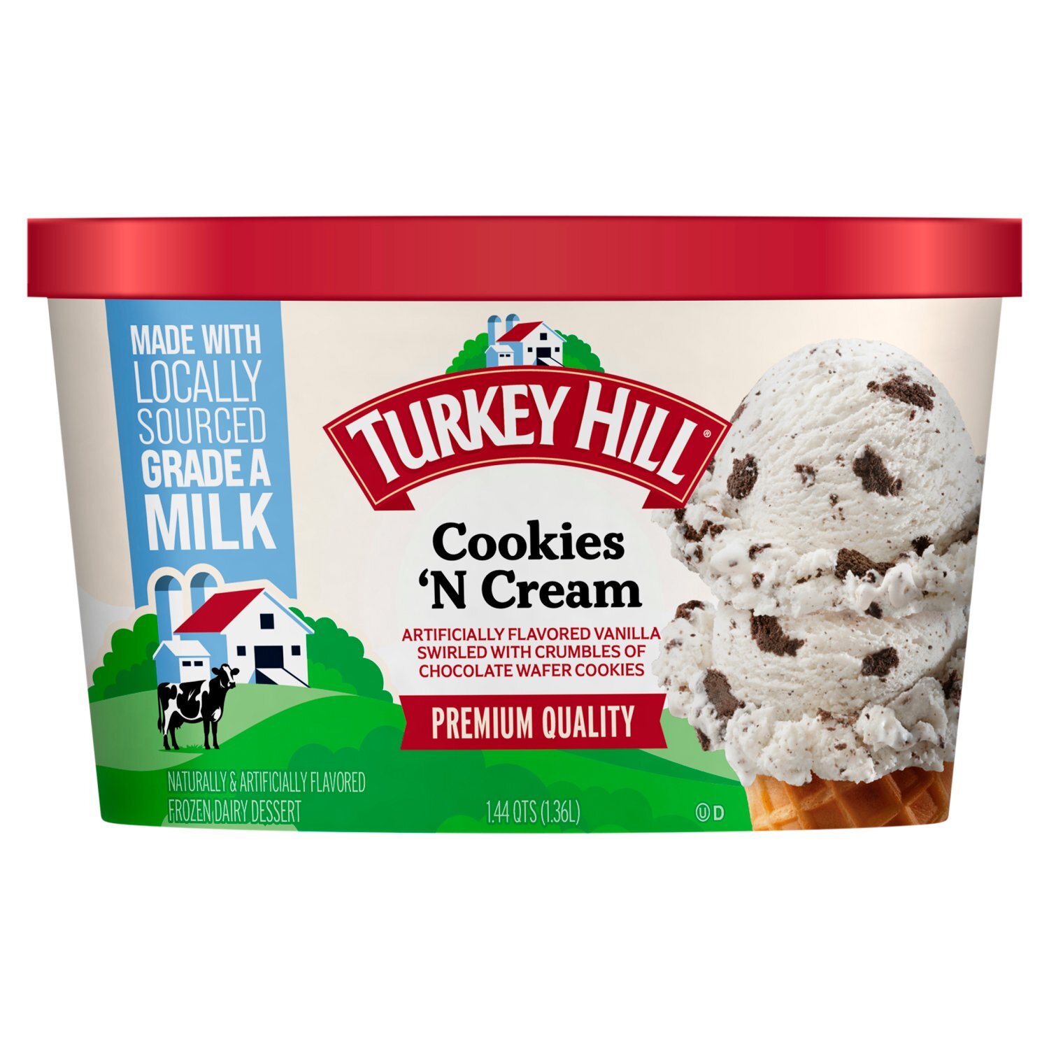 Turkey Hill Cookies 'N Cream Frozen Dairy Dessert, 1.44 qts - Dearborn