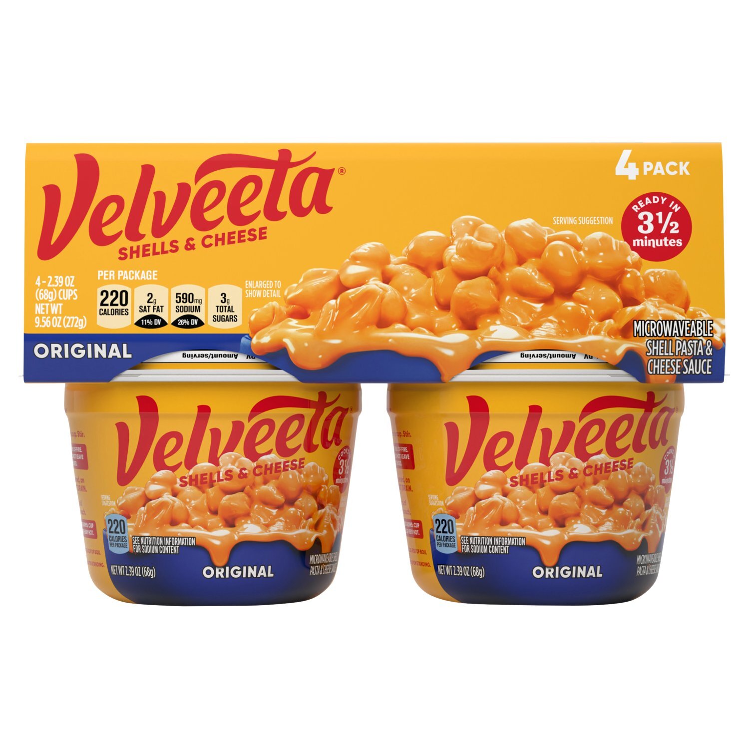 Velveeta Original Microwaveable Shell Pasta & Cheese Sauce, 2.39