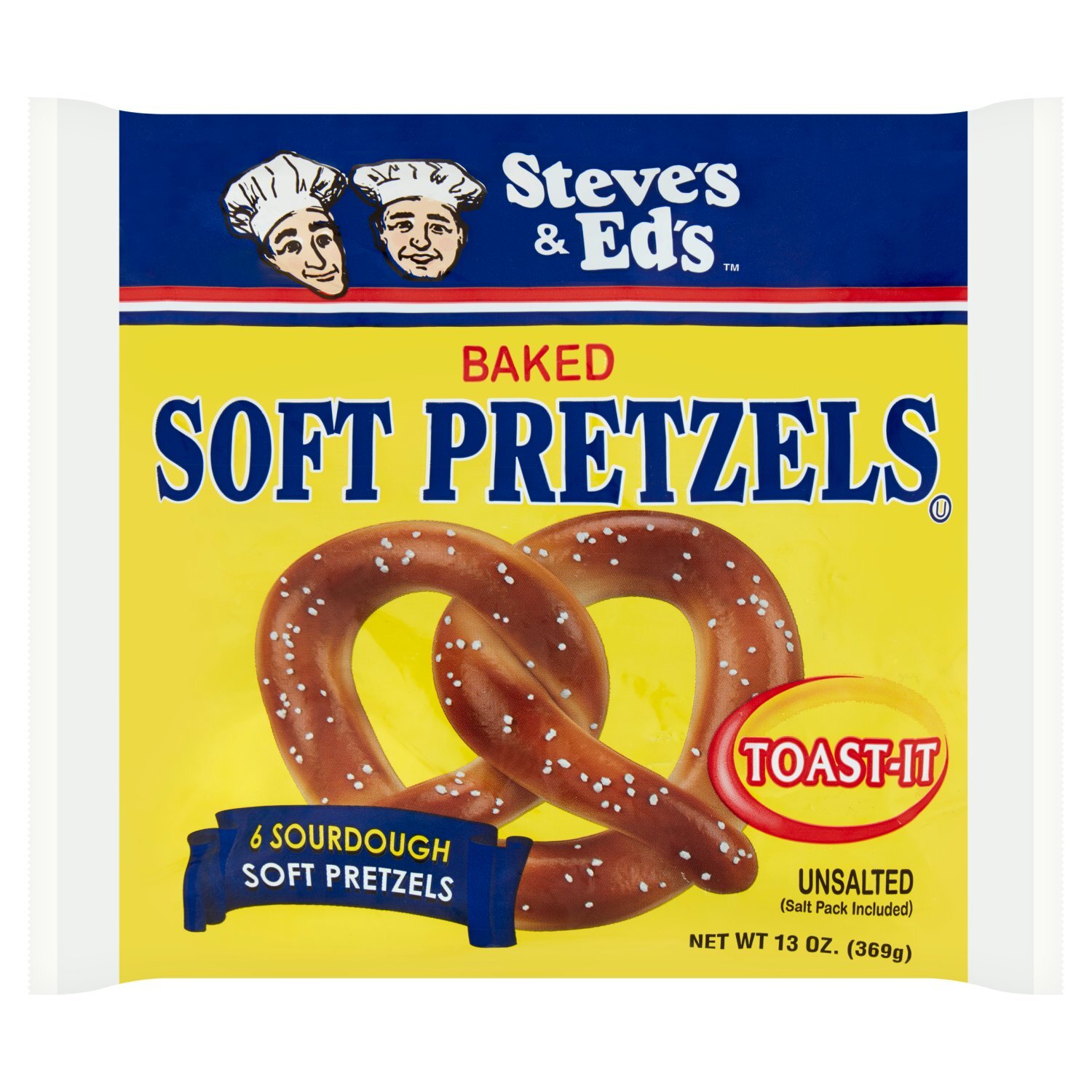 Steve's & Ed's Unsalted Sourdough Baked Soft Pretzels, 6 count, 13
