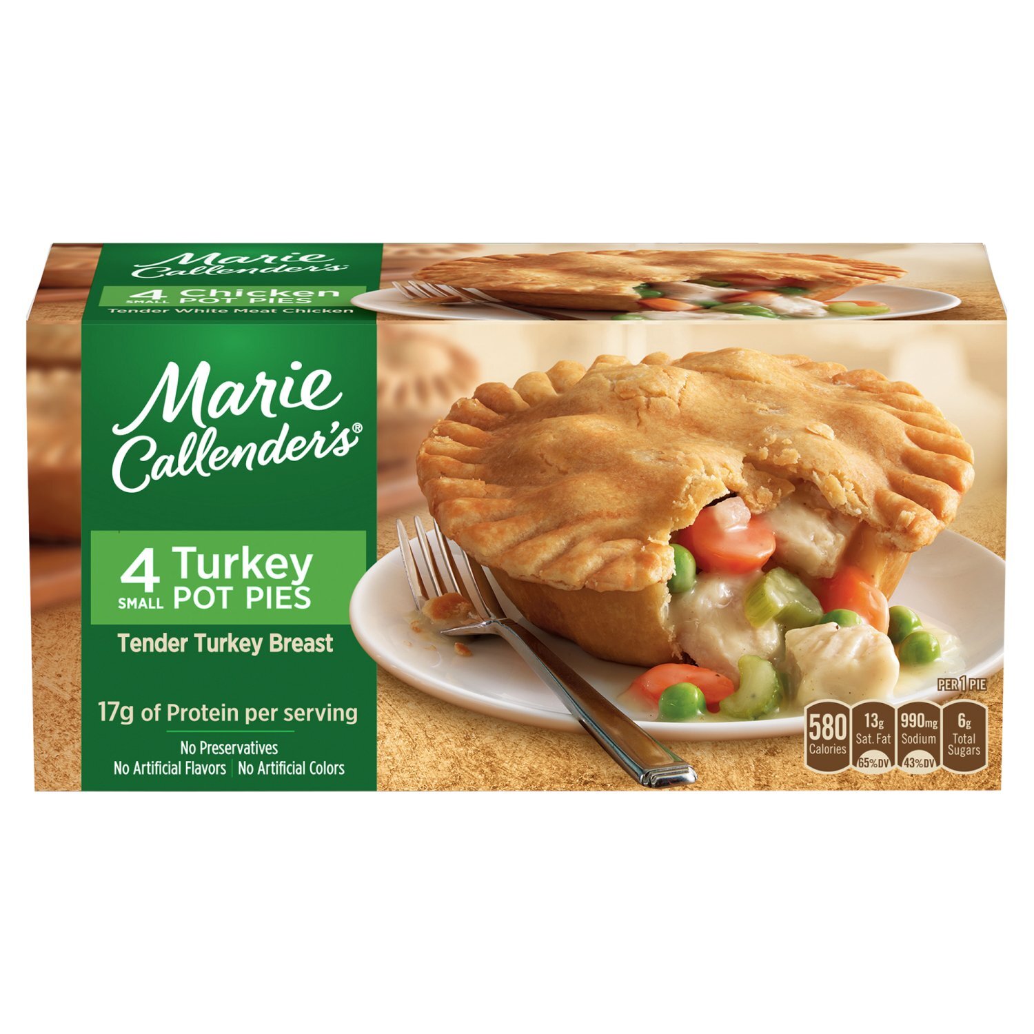 Marie Callender's Turkey Pot Pies, 10 oz, 4 count Image 1 of 11