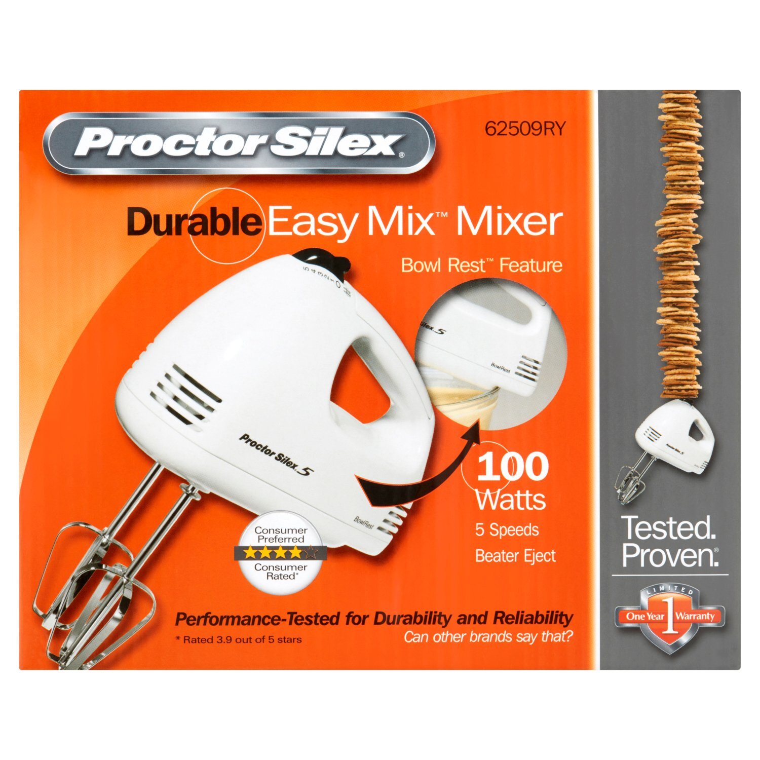 Proctor Silex Durable Easy Mix Hand Mixer Image 1 of 4