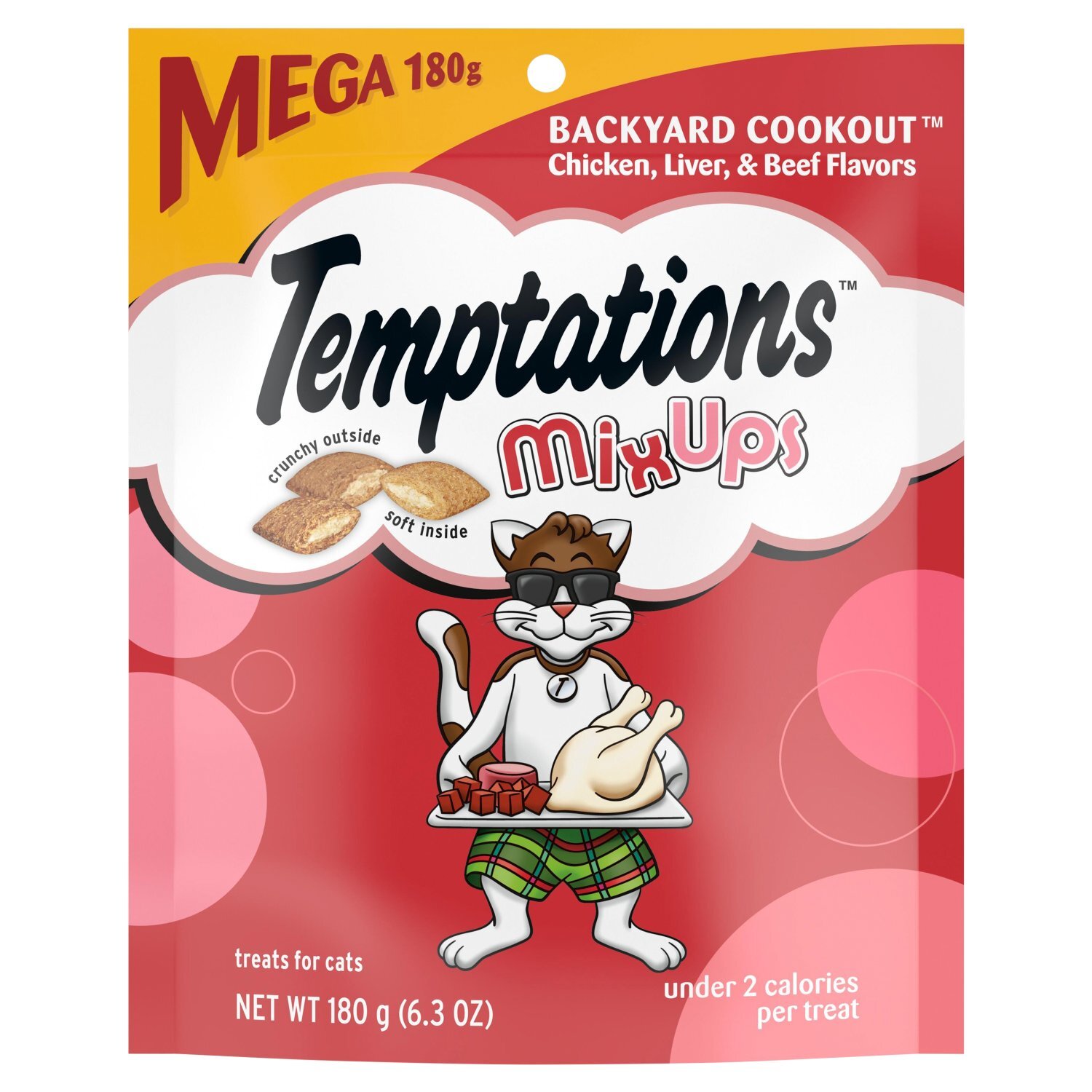 Temptations MixUps Backyard Cookout Chicken, Liver, & Beef Flavors Treats for Cats Mega , 6.3 oz Image 1 of 8