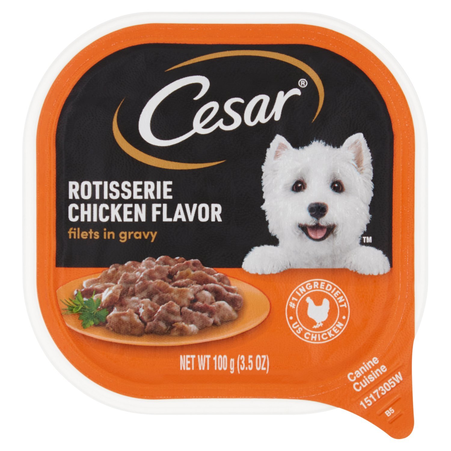 Cesar Rotisserie Chicken Flavor Filets in Gravy Canine Cuisine, 3.5 oz Image 1 of 5