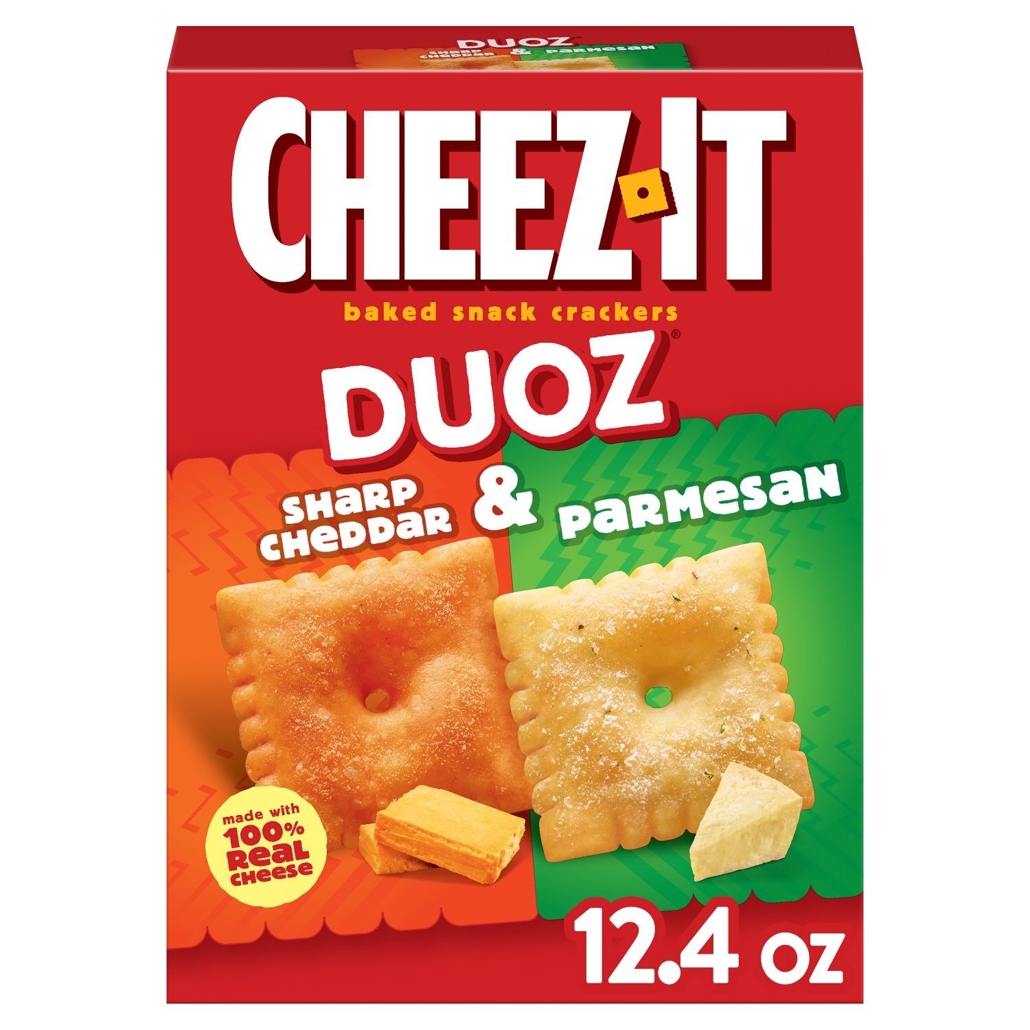 Cheez-It Duoz Sharp Cheddar & Parmesan Baked Snack Crackers, 12.4