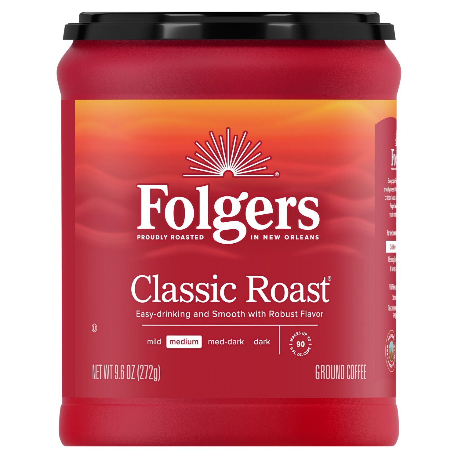 Folgers Classic Roast Medium Ground Coffee, 9.6 oz Image 1 of 12