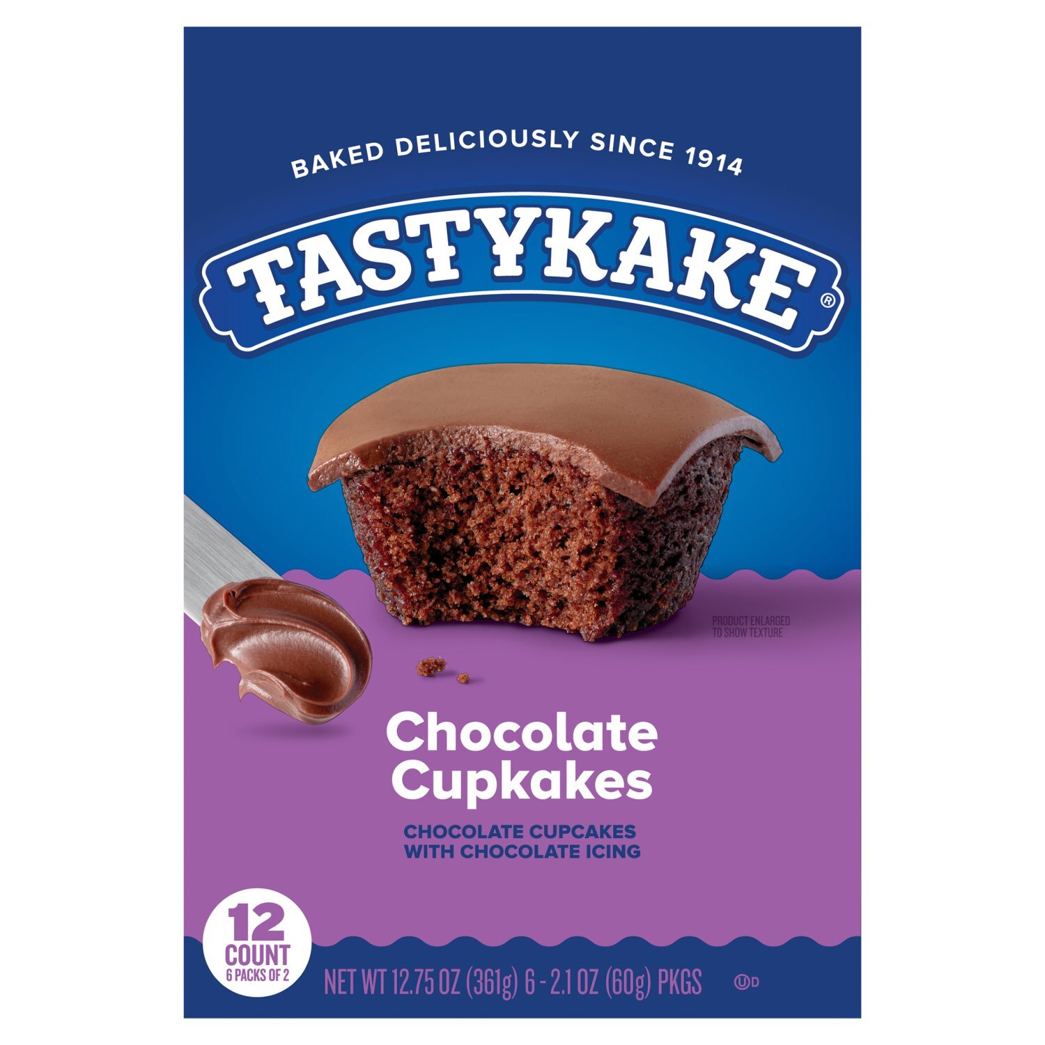 Tastykake Chocolate Cupcakes with Chocolate Icing, 2.1 oz, 6 count Image 1 of 14