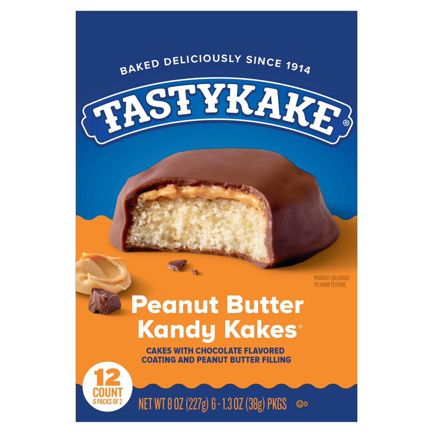 Tastykake Peanut Butter Kandy Kakes, 1.3 oz, 2 count, 6 packs Image 1 of 16