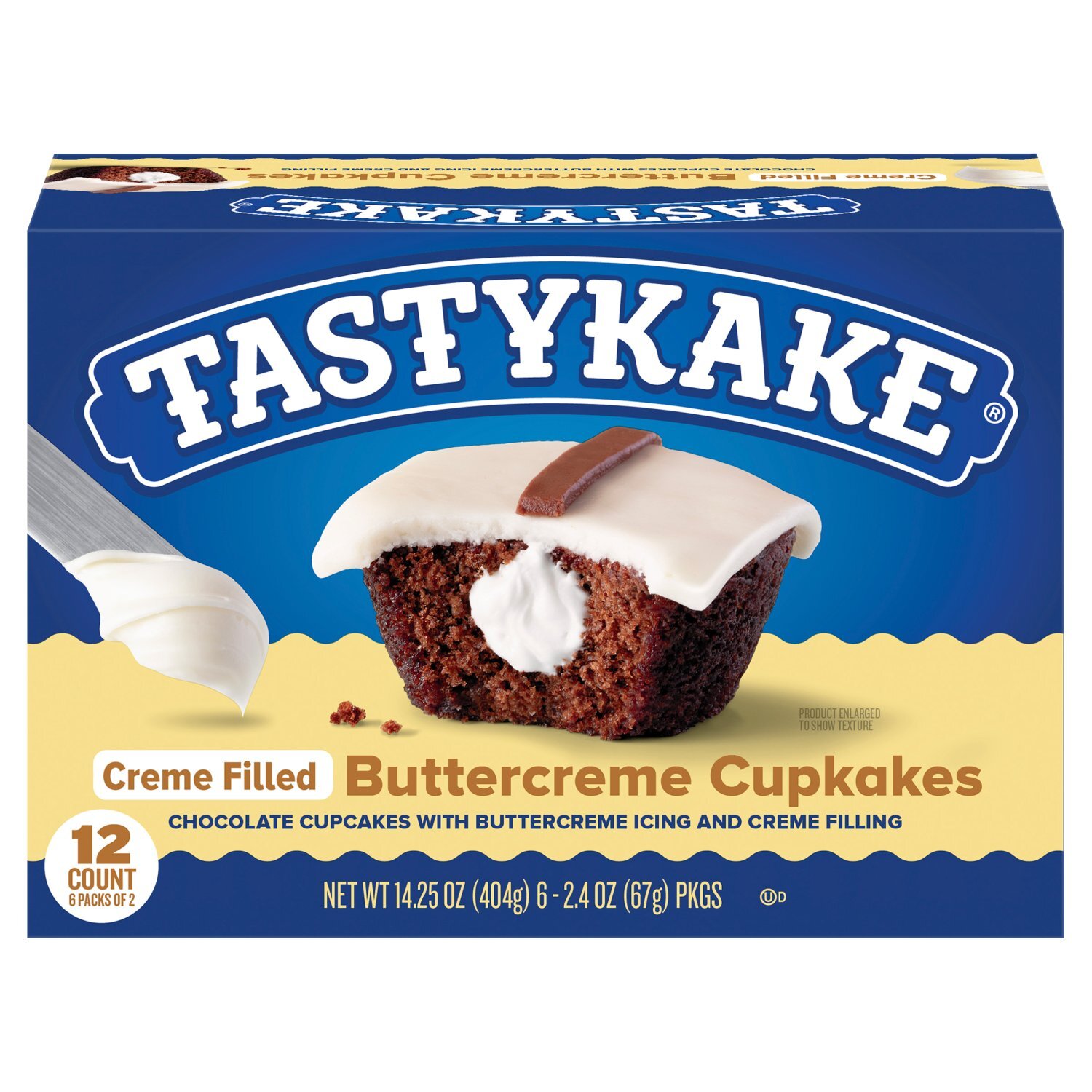 Tastykake Creme Filled Buttercreme Cupkakes, 2.4 oz, 2 count, 6 packs Image 1 of 11