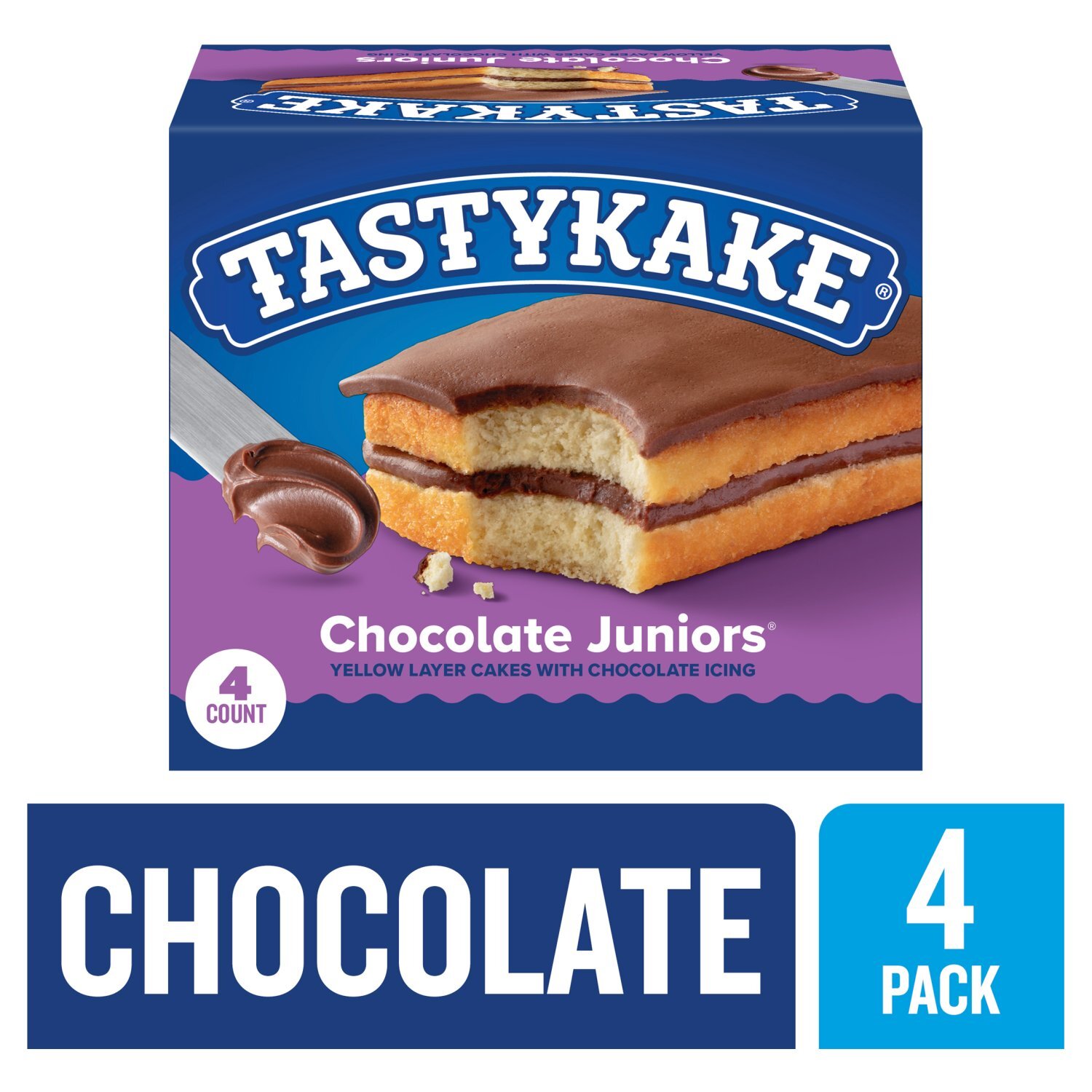 Tastykake Chocolate Juniors Cake, 3 oz, 4 count Image 1 of 11