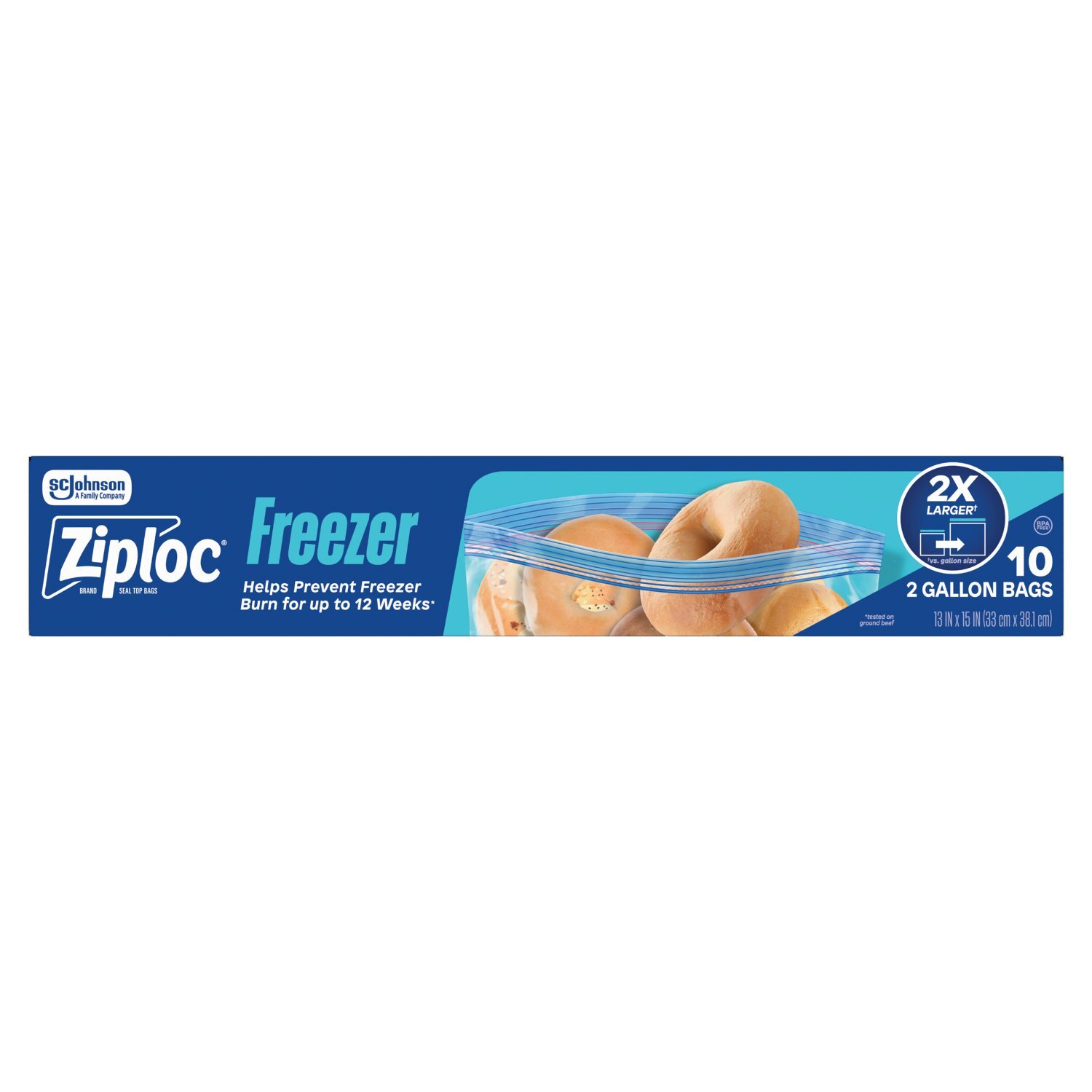 Ziploc Brand Freezer 2 Gallon Seal Top Bags, 10 count - Fairway