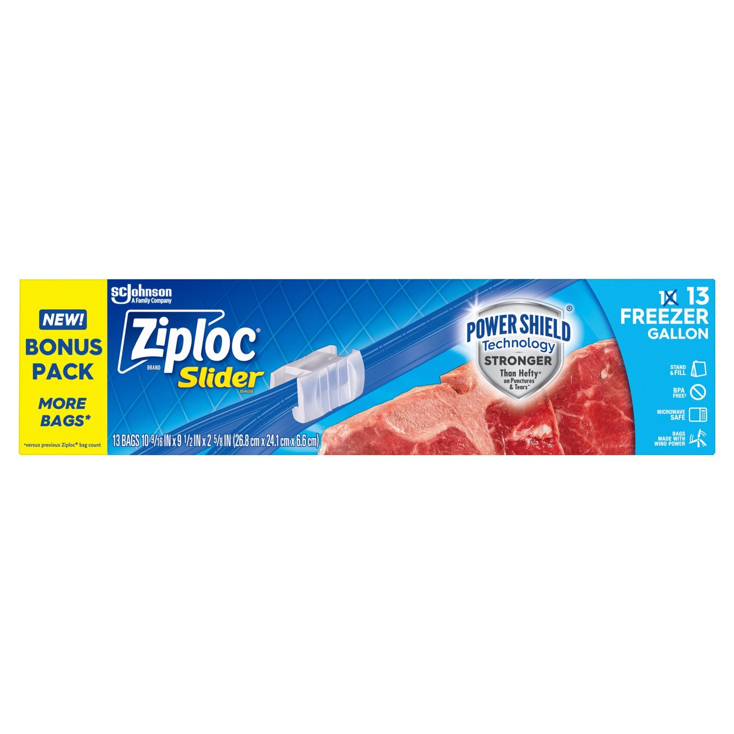 Ziploc Freezer Gallon Slider Bags Bonus Pack, 13 count - The Fresh