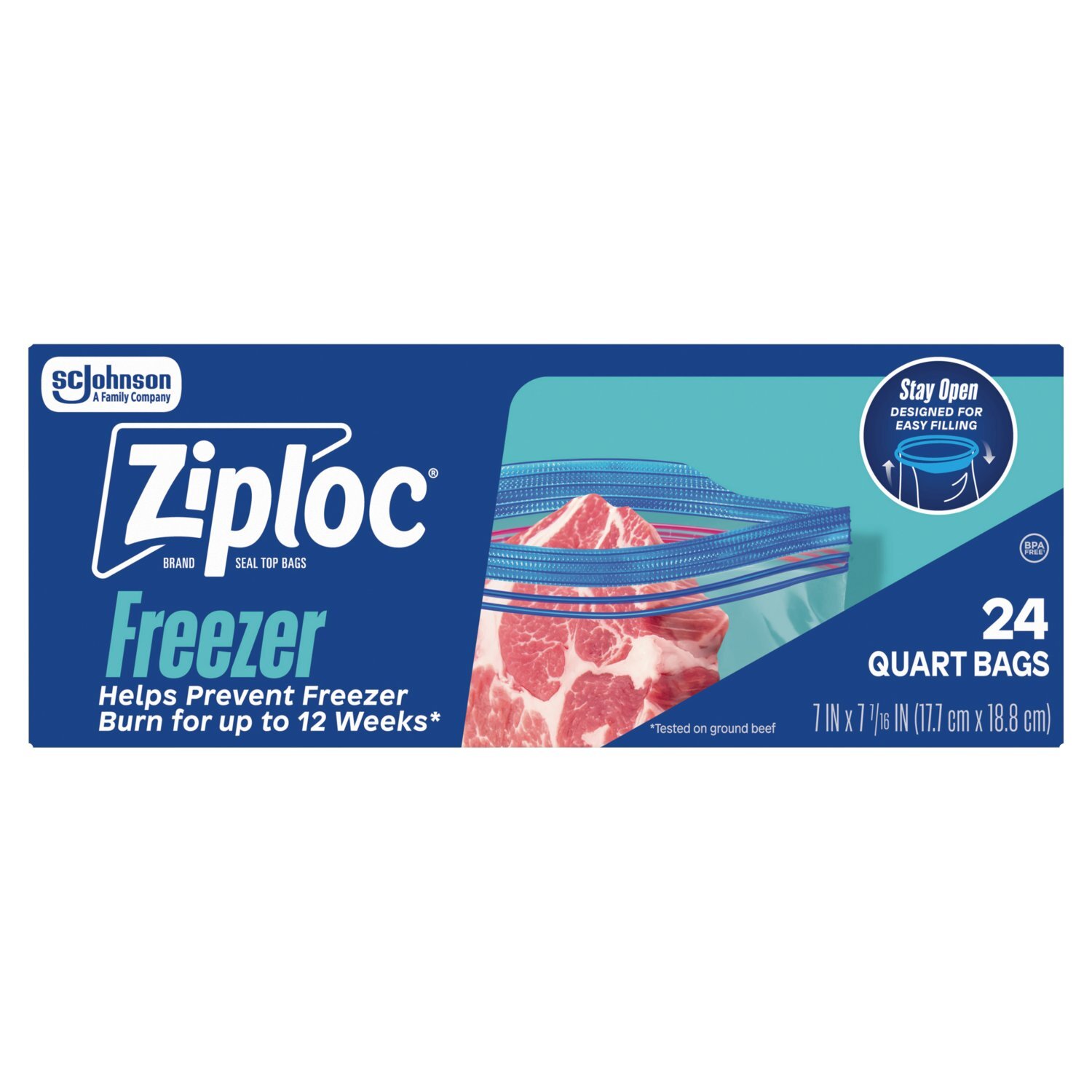冷凍4L10 ML35 ADL20 Ziploc Brand Freezer Quart Seal Top Bags, 24 count - Price Rite