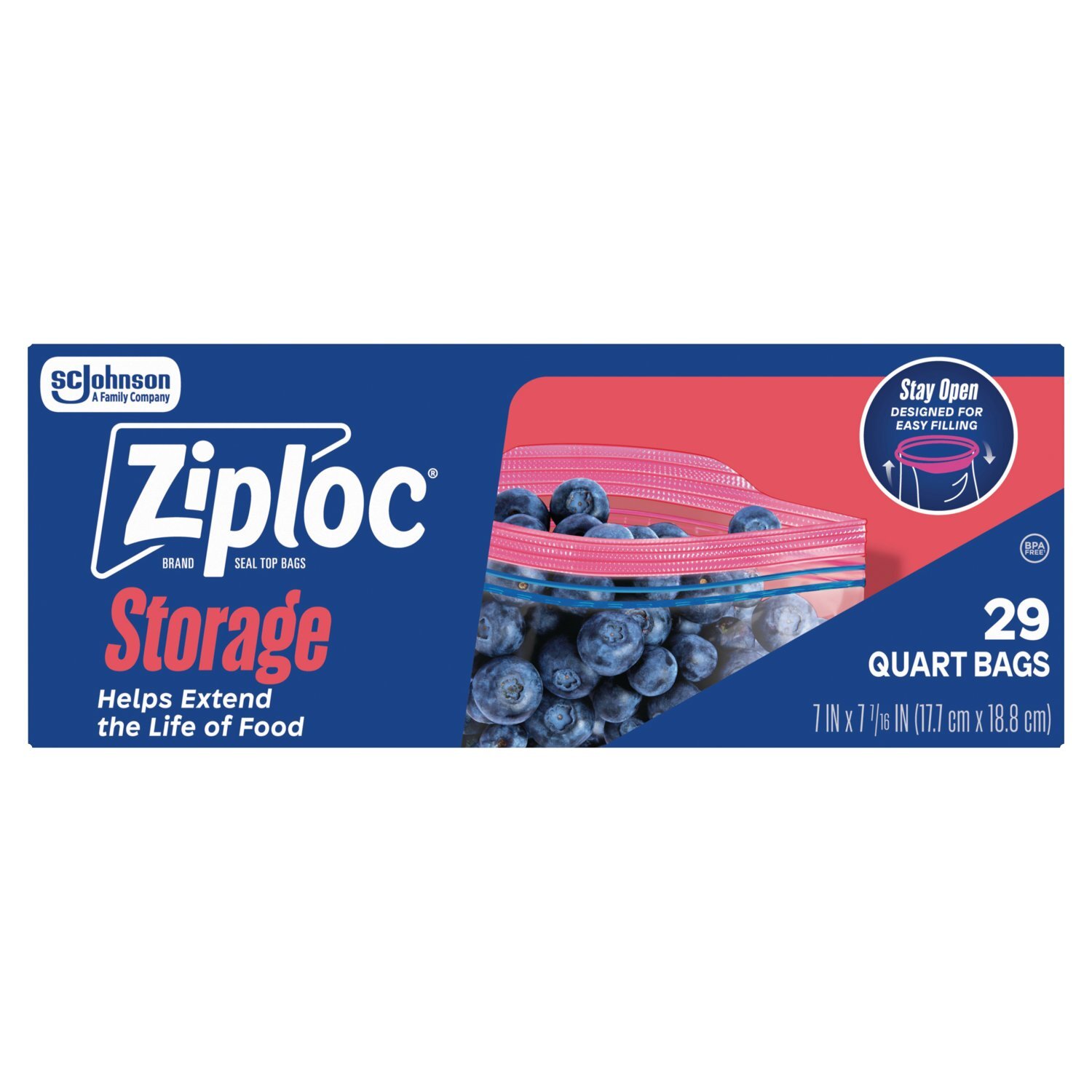 Ziploc Brand Storage Quart Seal Top Bags, 29 count - Fairway
