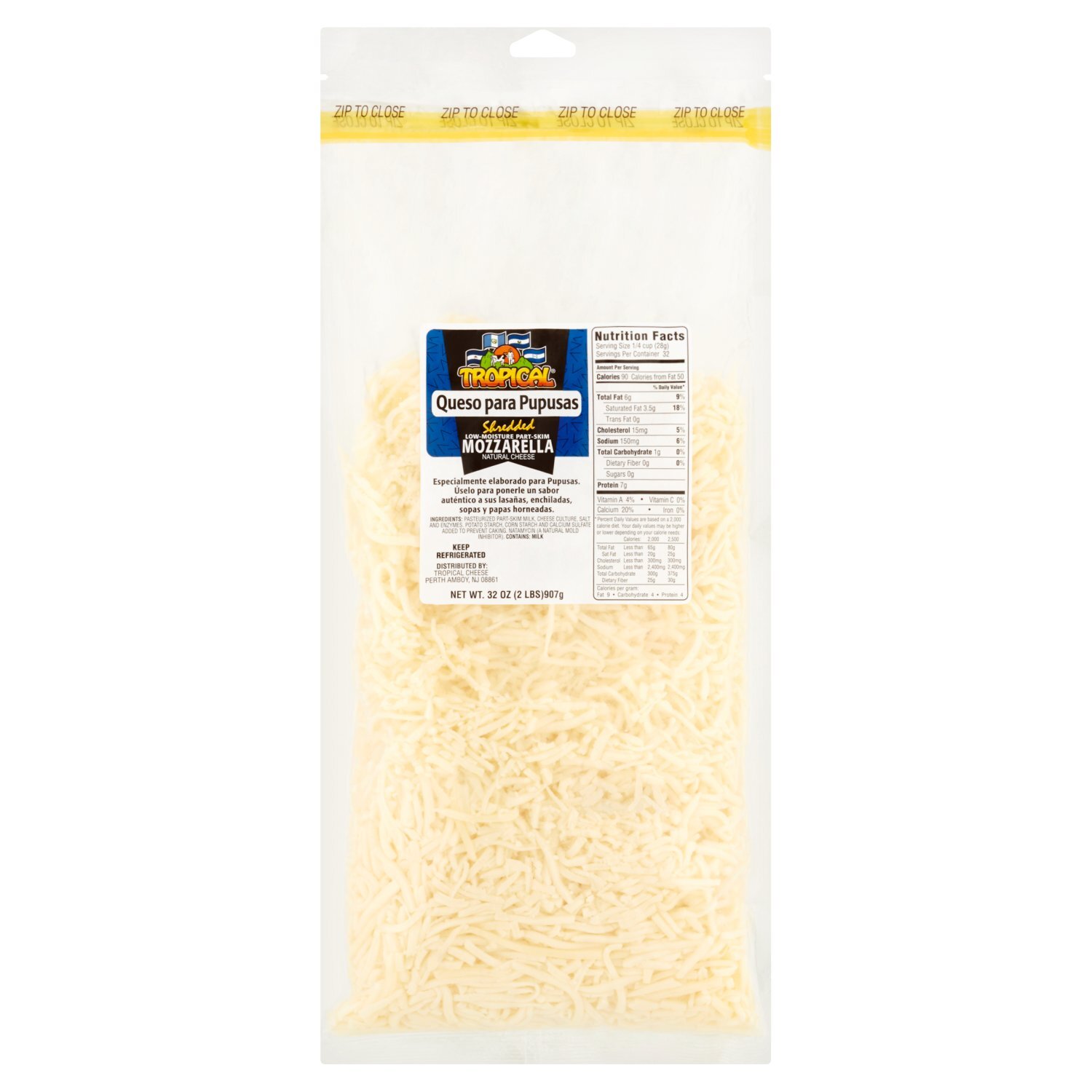 乾燥大地 2枚 Tropical Shredded Low-Moisture Part-Skim Mozzarella Natural Cheese