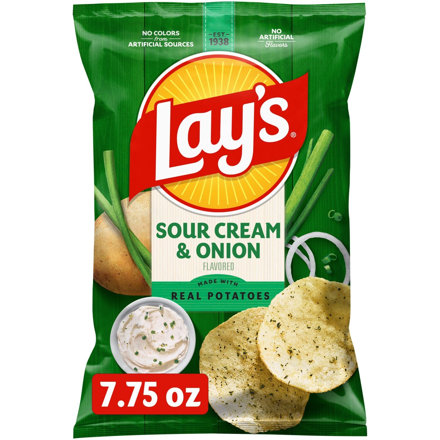 Lay's Potato Chips Sour Cream & Onion Flavored 7 3/4 Oz Image 1 of 5