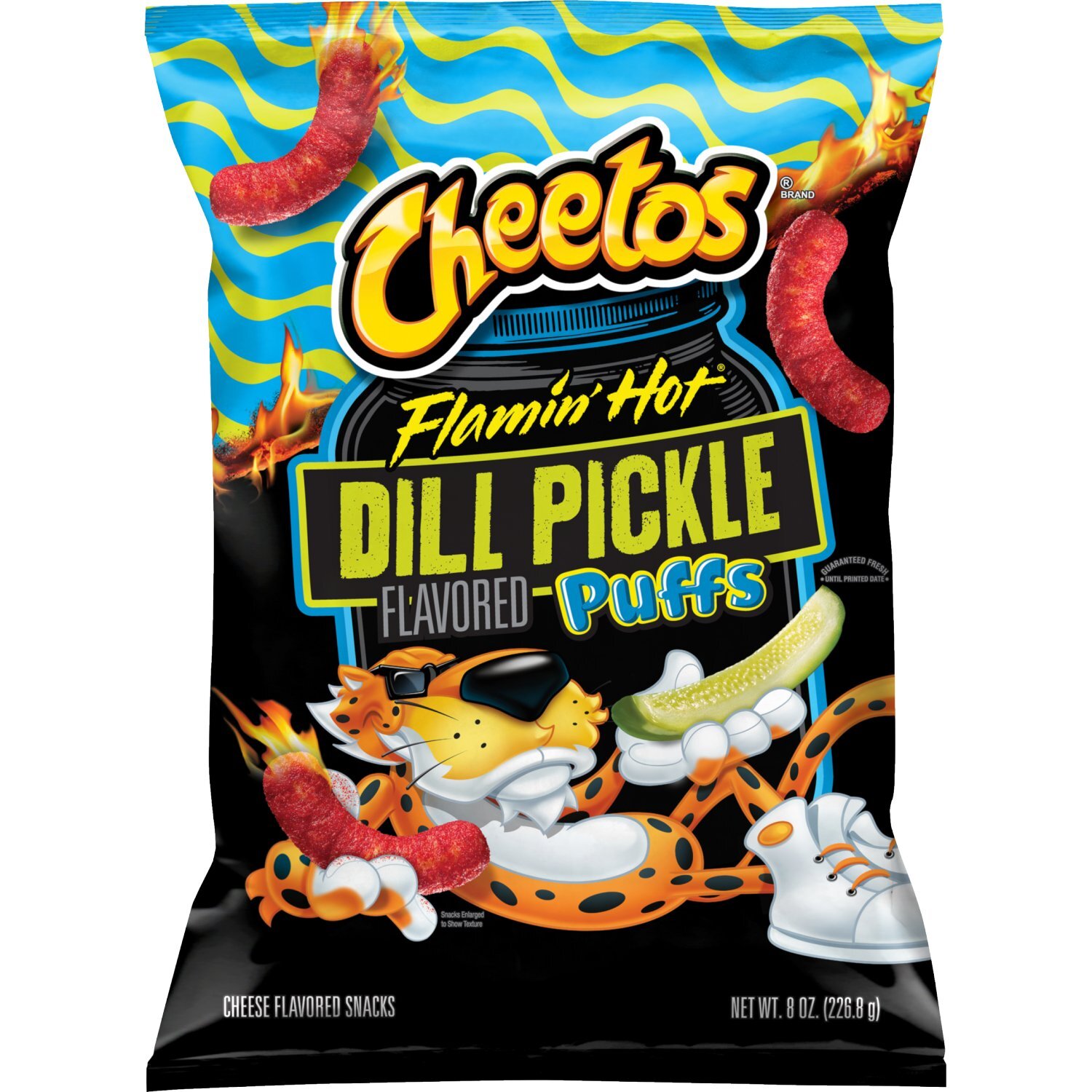Cheetos Puffs Cheese Flavored Snacks Flamin Hot Dill Pickle, 8 Oz Image 1 of 4