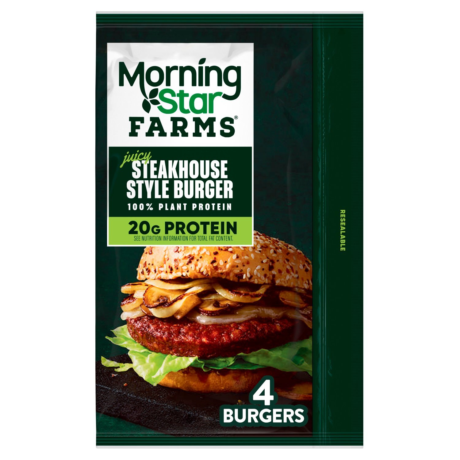 Morning Star Farms Juicy Steakhouse Style Vegan Burgers, 4 count, 16 oz Image 1 of 12