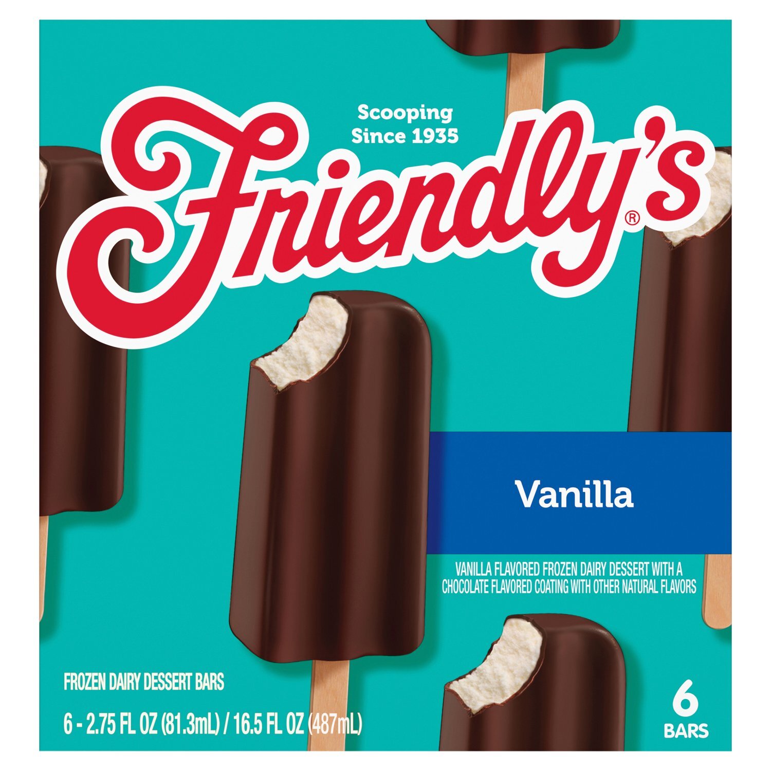 Friendly's Frozen Dairy Dessert Bars Vanilla with Chocolate