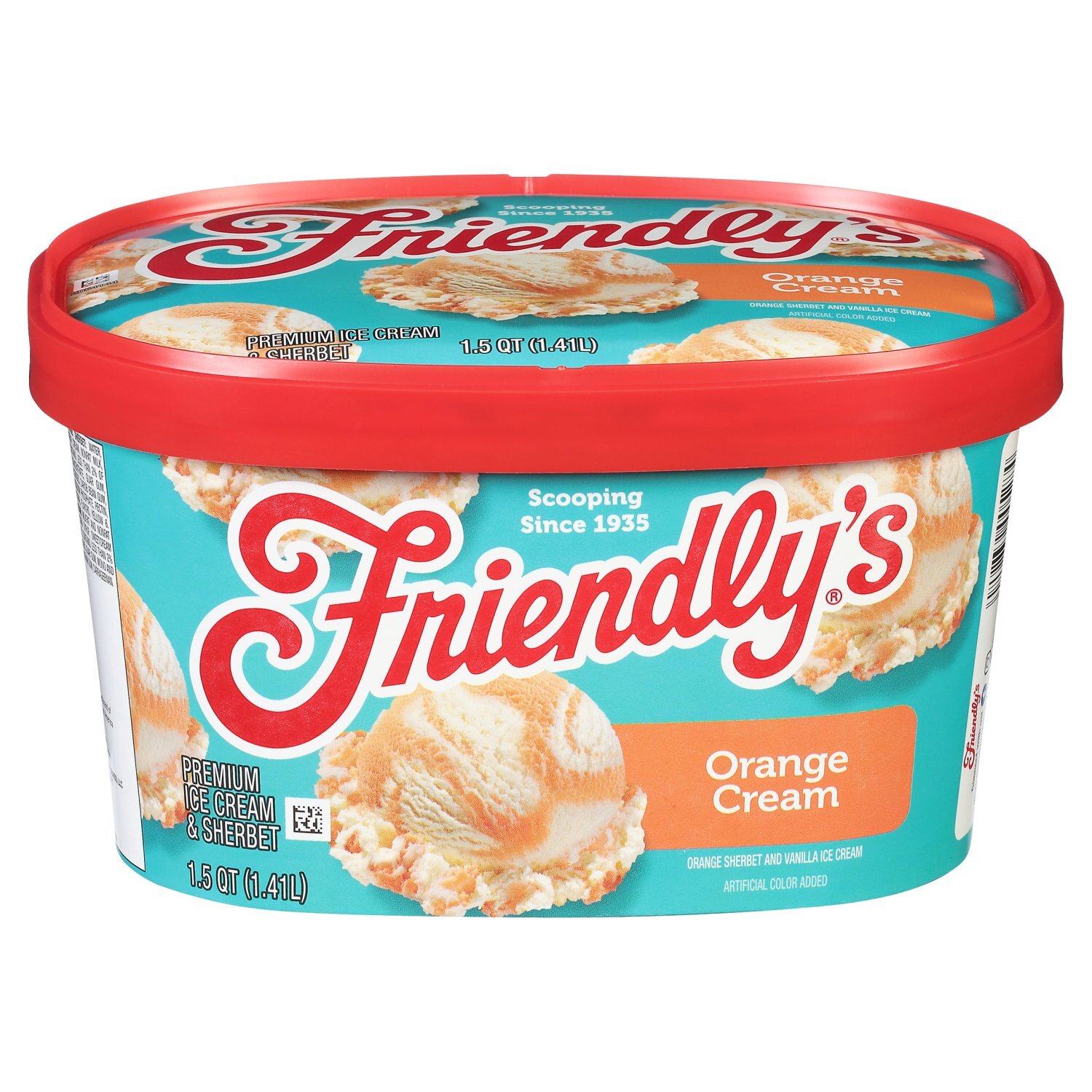 Friendly's Orange Cream Premium Ice Cream & Sherbet, 1.5 qt - The