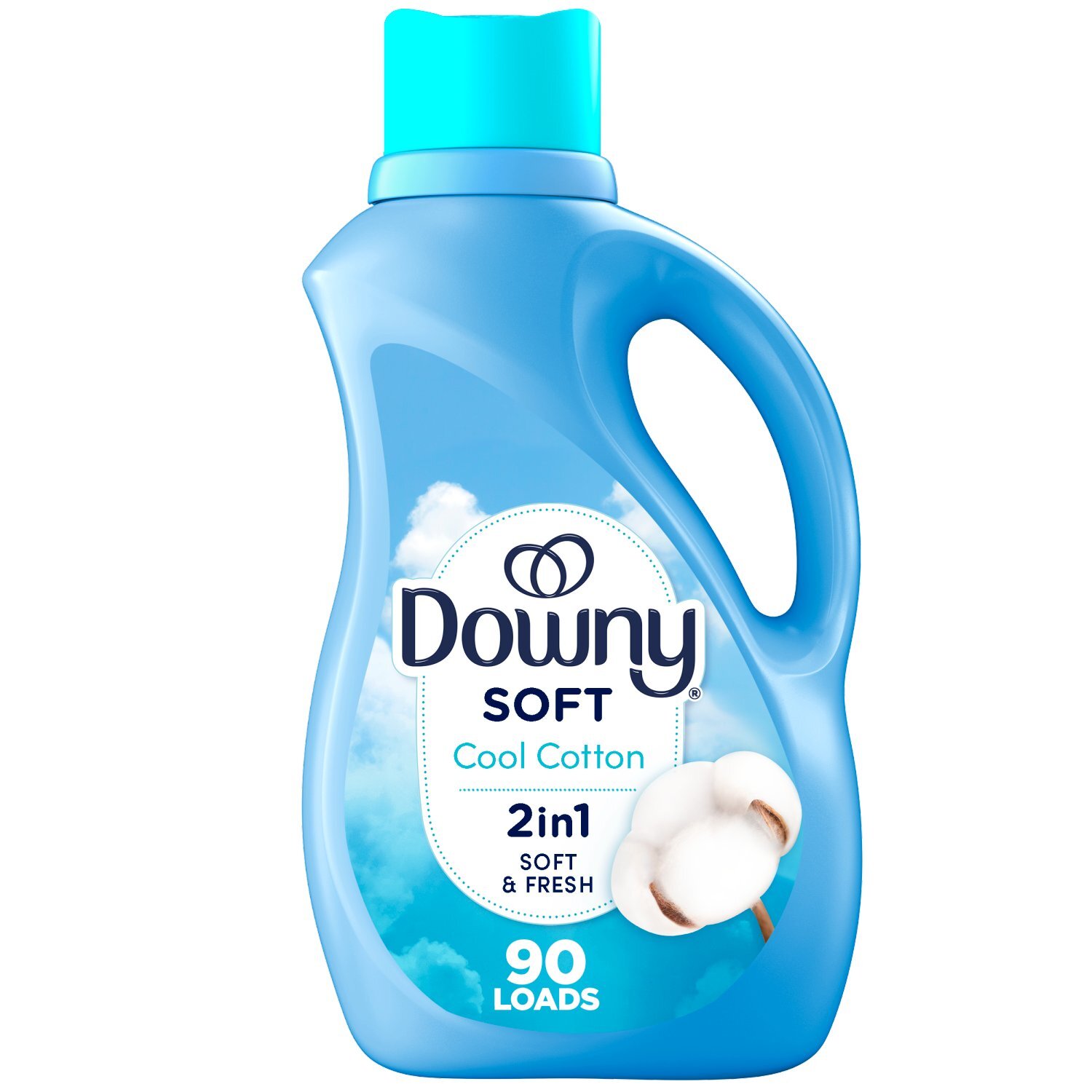 Downy Soft, 2 in 1 Soft and Fresh Liquid Fabric Softener, Cool Cotton, 66 fl oz, 90 Loads, Fabric C Image 1 of 9