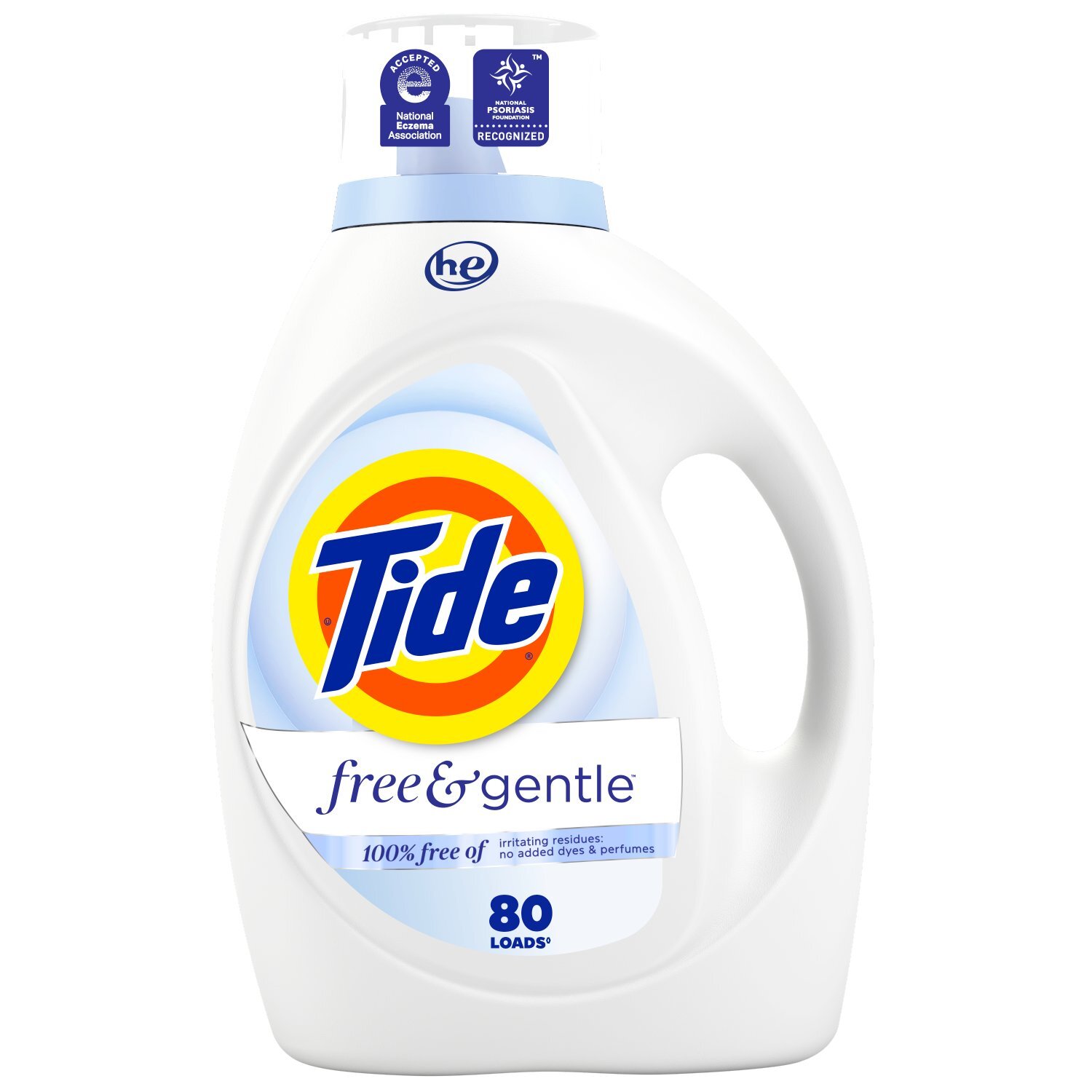 Tide Free & Gentle Liquid Laundry Detergent, 105 fl oz, 80 Loads