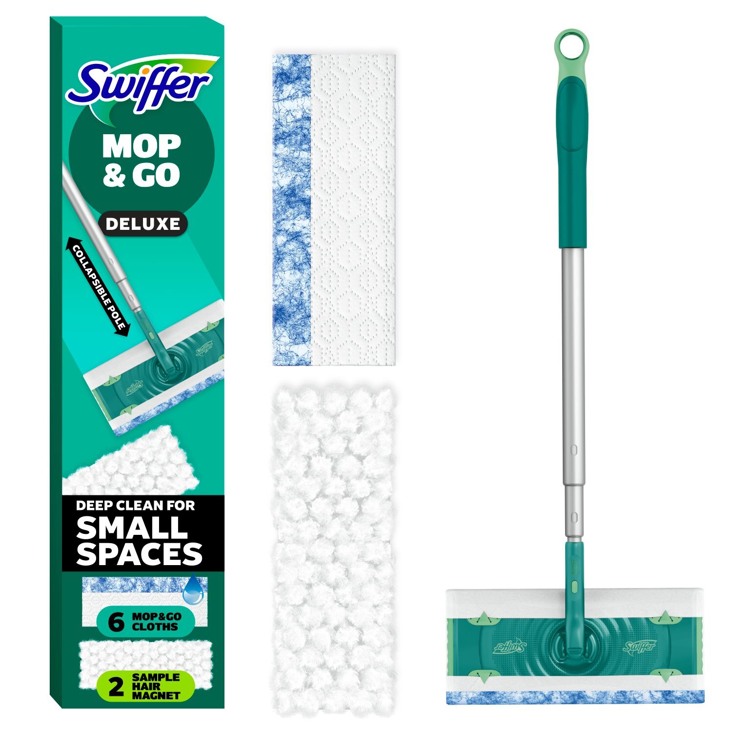 Swiffer Mop & Go Deluxe, 2-in-1 Floor Mopping and Sweeping Kit, Multi-Surface Kit for Floor Cleaning Image 1 of 15