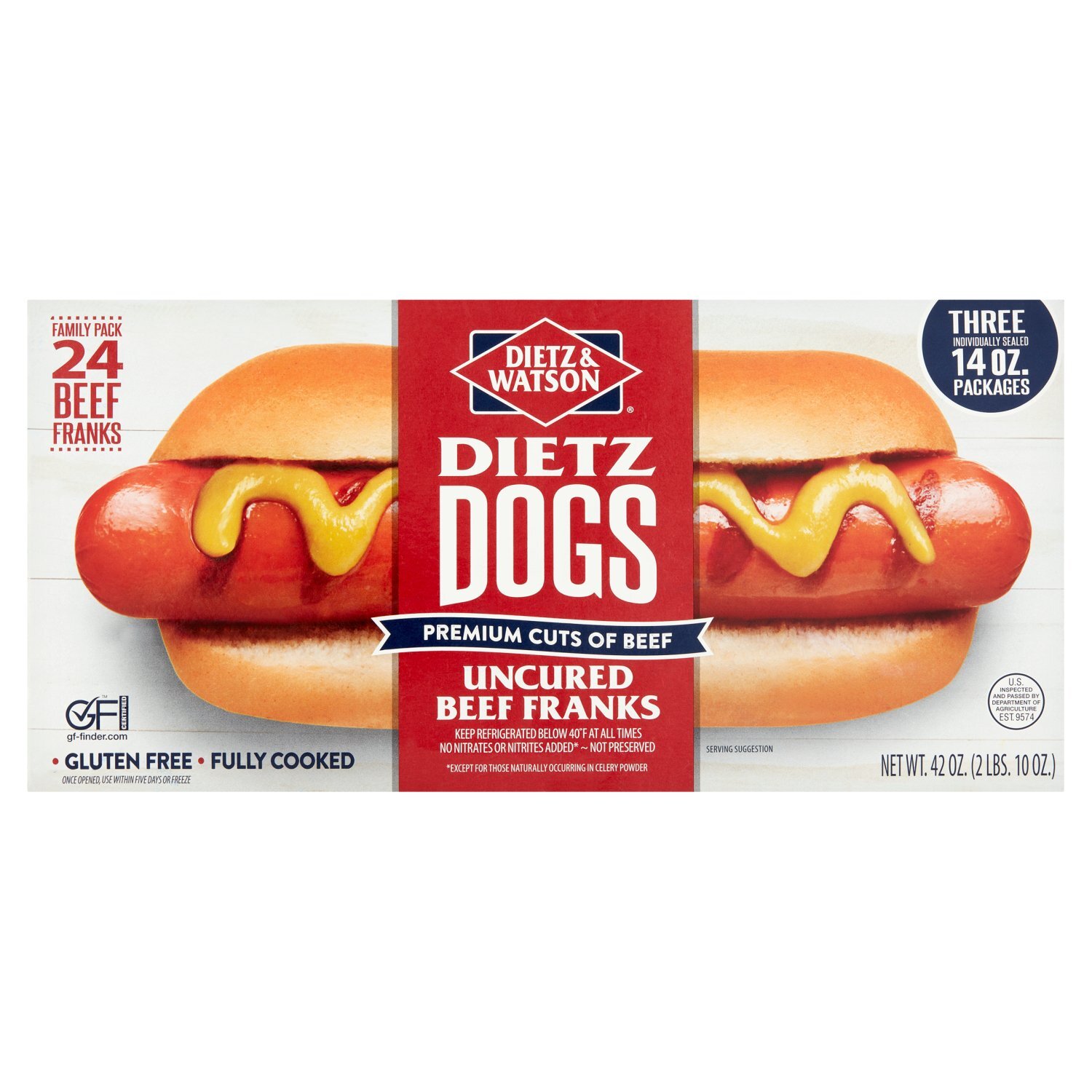 Dietz & Watson Uncured Beef Franks Dietz Dogs Family Pack, 14 oz