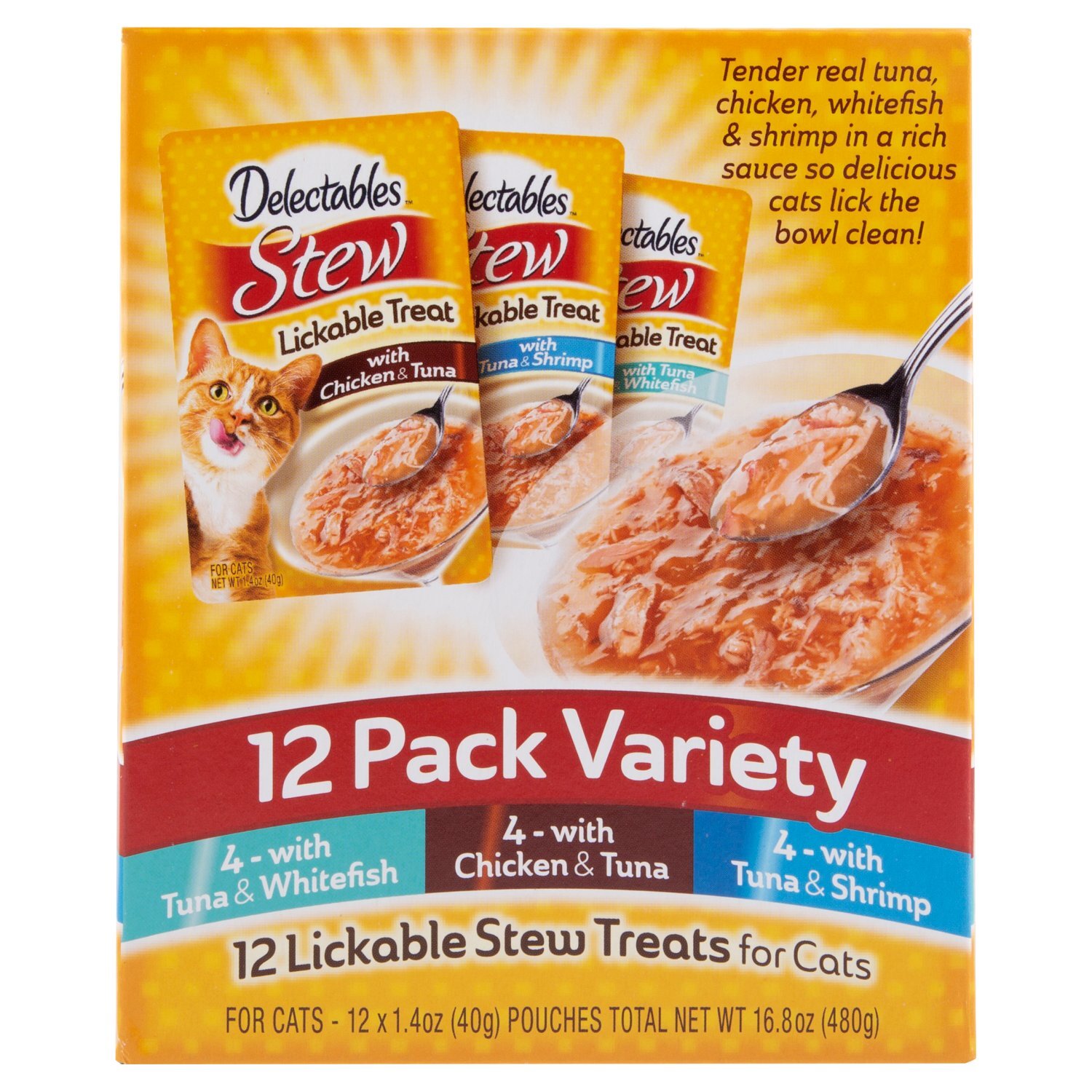 Delectables Lickable Stew Treats for Cats Pack Variety, 1.4 oz, 12 count Image 1 of 6