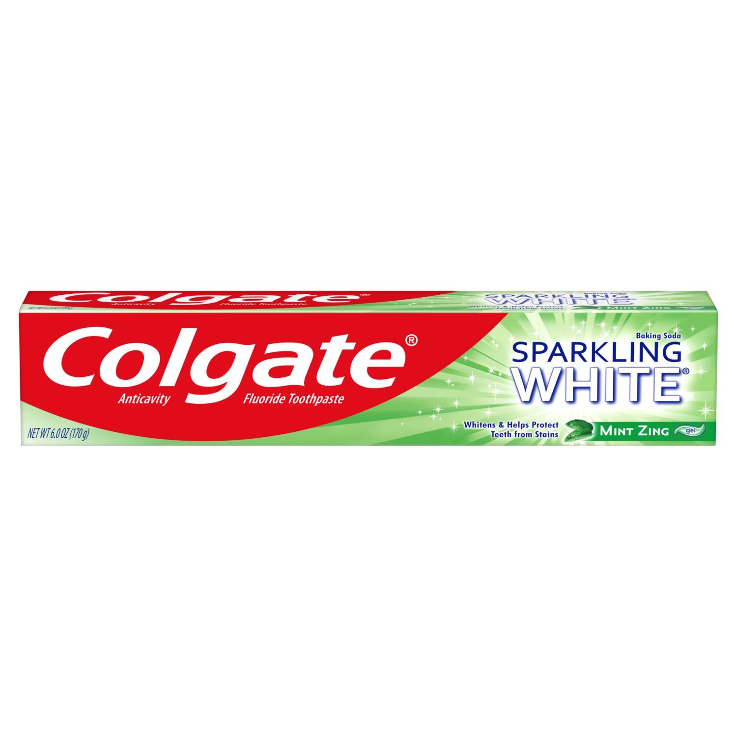 Colgate Sparkling White Baking Soda Mint Zing Gel Anticavity Fluoride Toothpaste, 6.0 oz Image 1 of 6