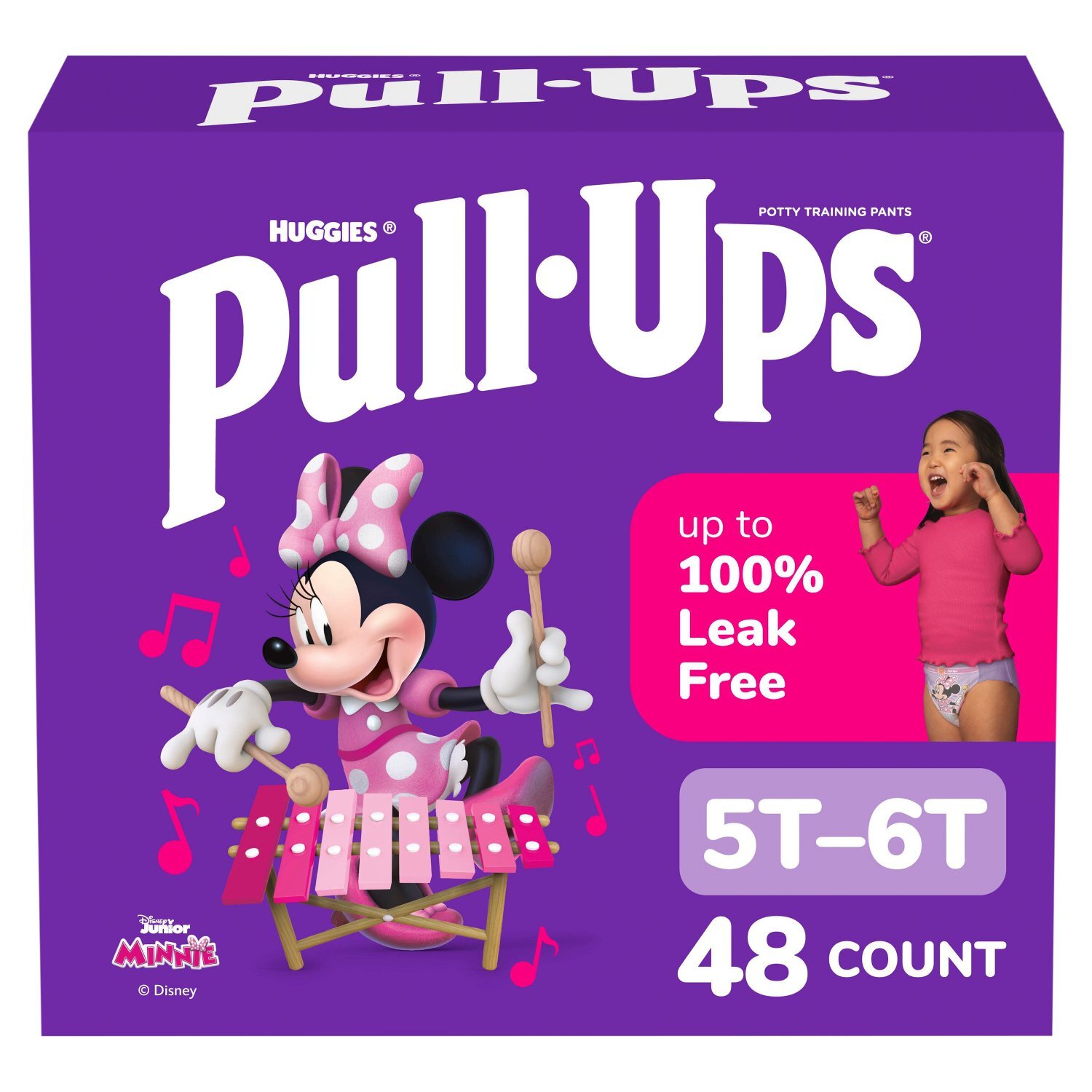 Huggies Pull-Ups Disney Junior Minnie Potty Training Pants, Size 5T-6T, 46-60 lbs, 48 count Image 1 of 15