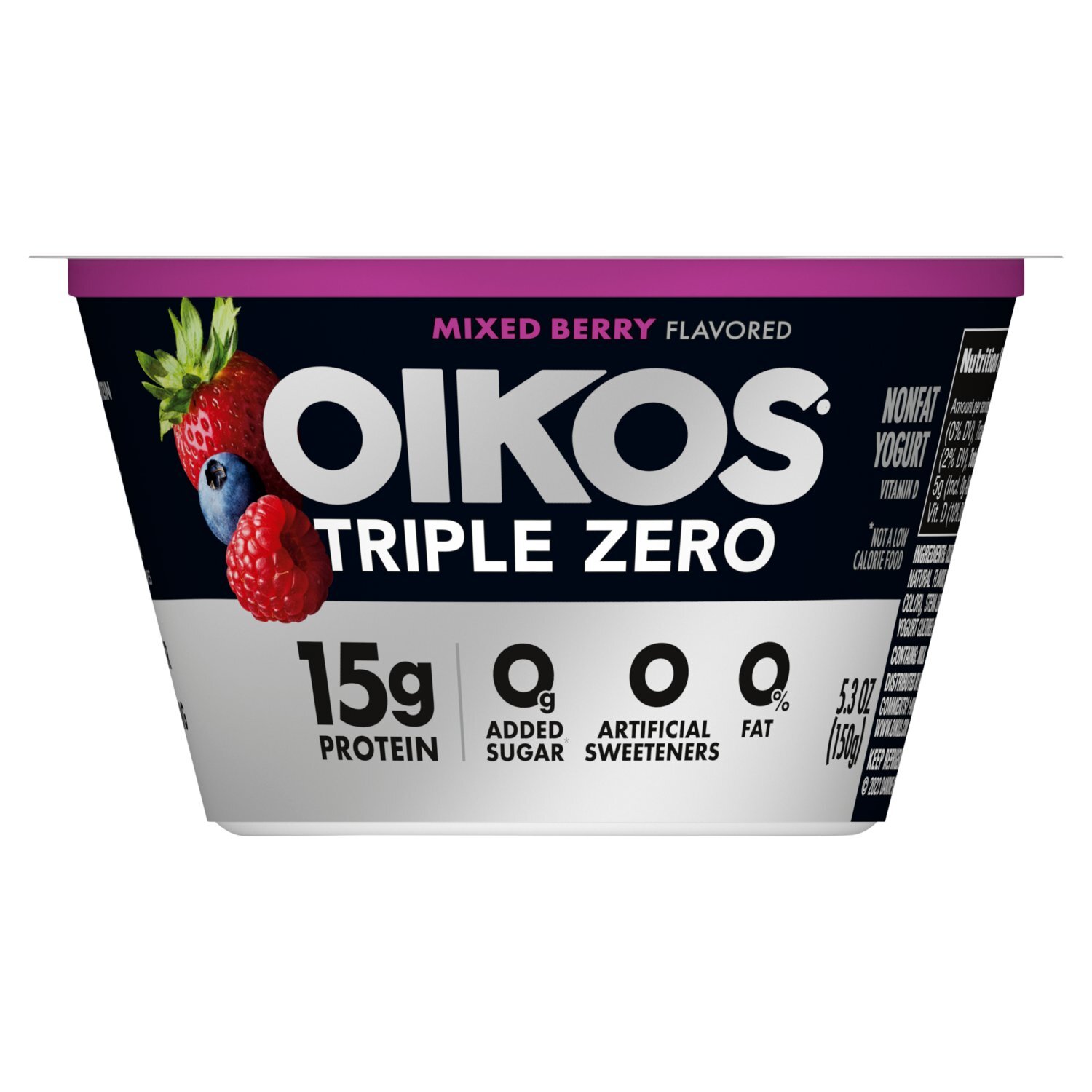 Oikos Triple Zero Mixed Berry Flavored Nonfat Yogurt, 5.3 oz - Fairway