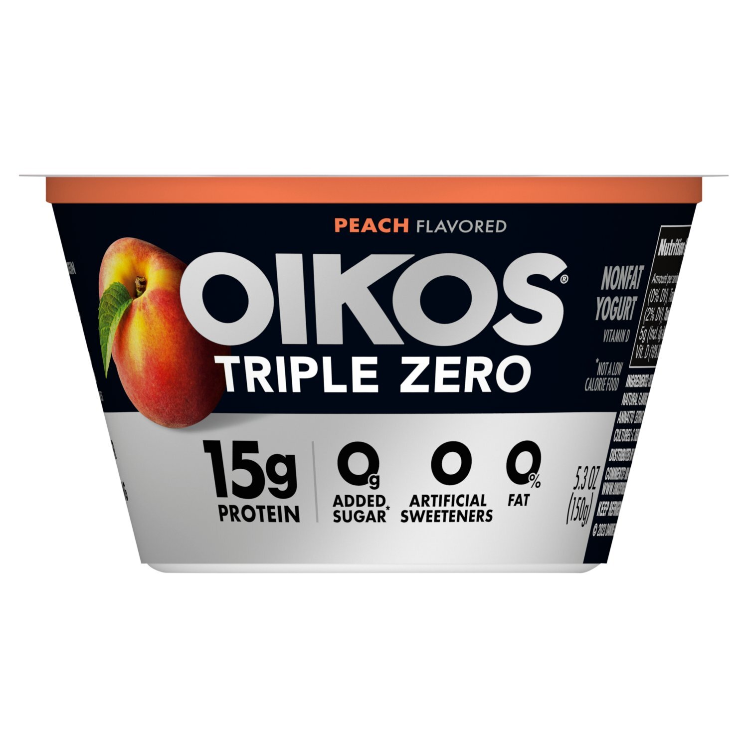 Oikos Triple Zero Peach Flavored Nonfat Yogurt, 5.3 oz - Fairway