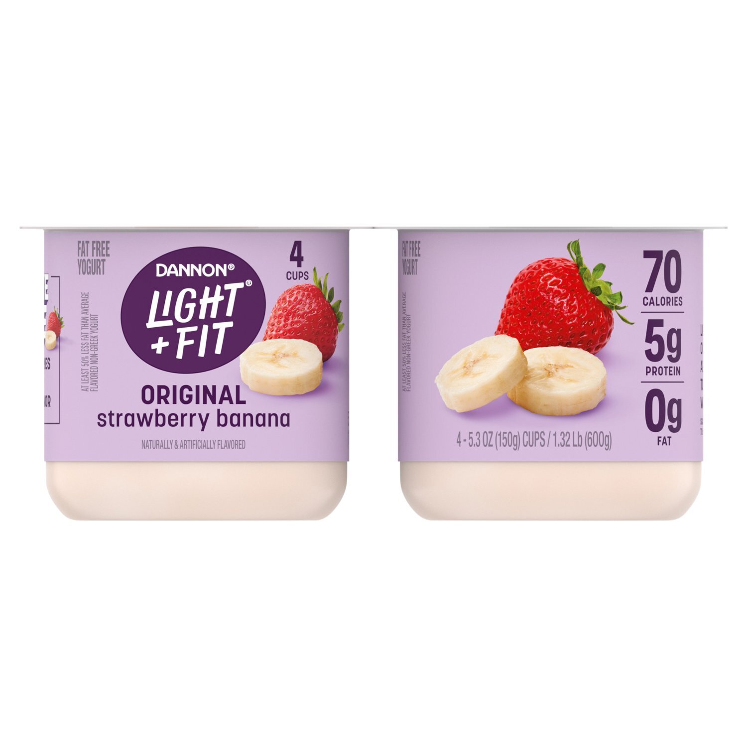 Dannon Light + Fit Original Strawberry Banana Fat Free Yogurt, 5.3
