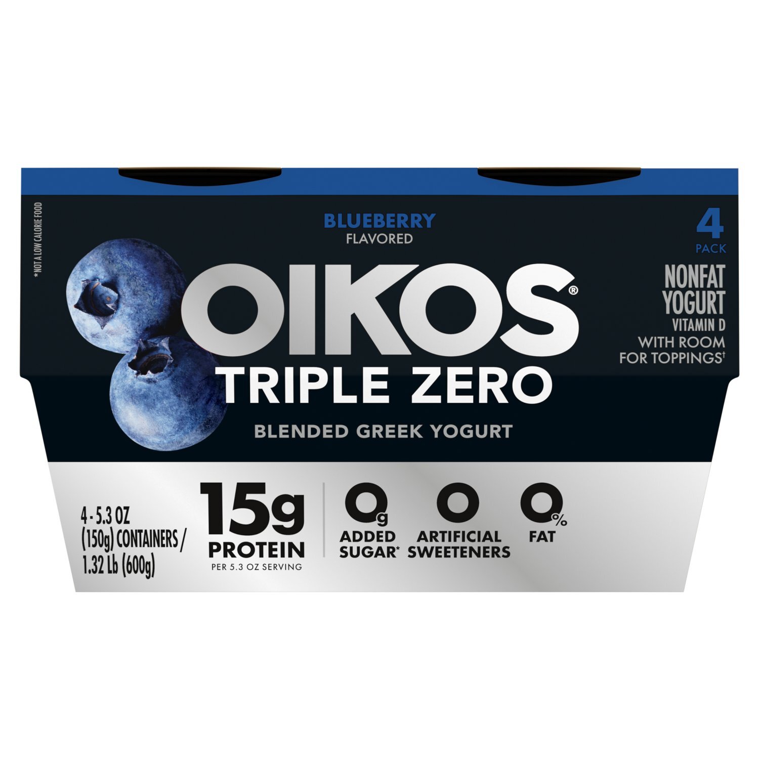 Oikos Triple Zero Blueberry Flavored Blended Greek Nonfat Yogurt
