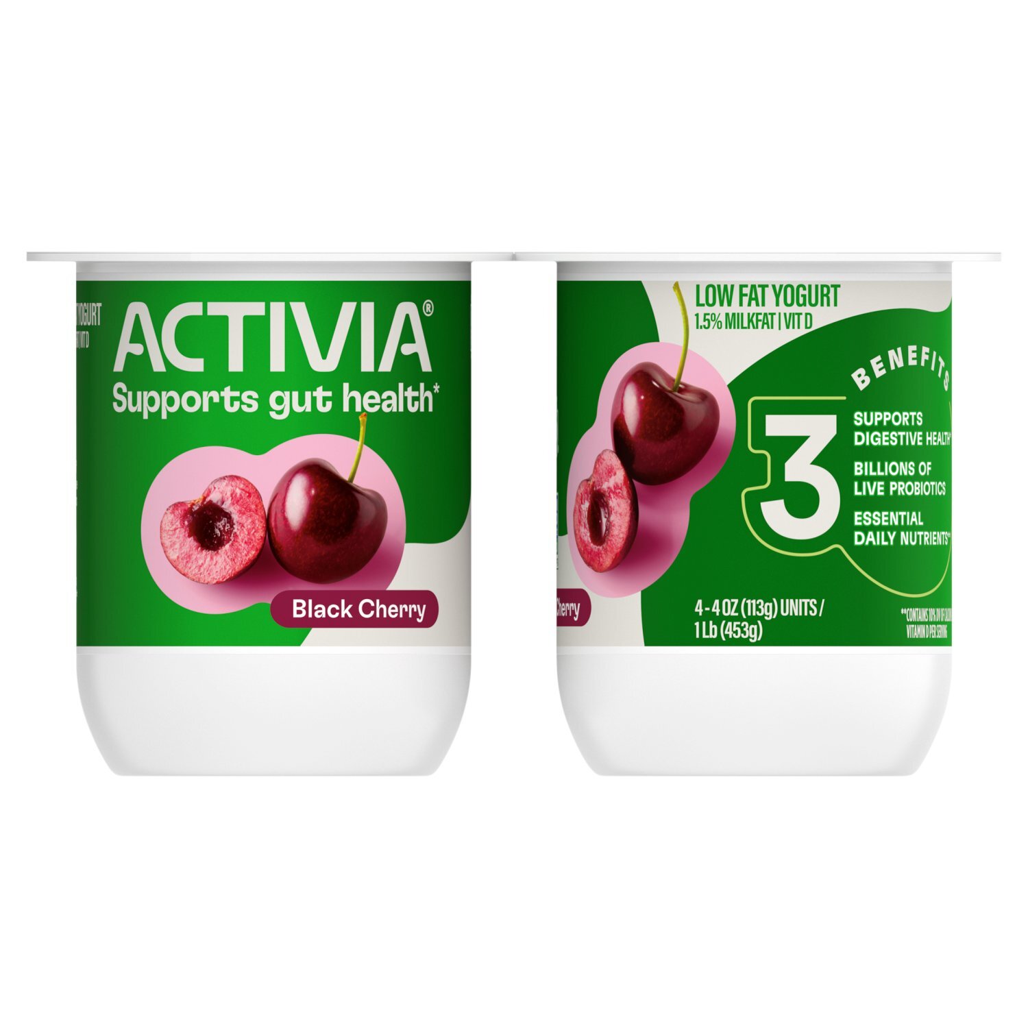 Activia Black Cherry Low Fat Yogurt, 4 oz, 4 count - The Fresh Grocer