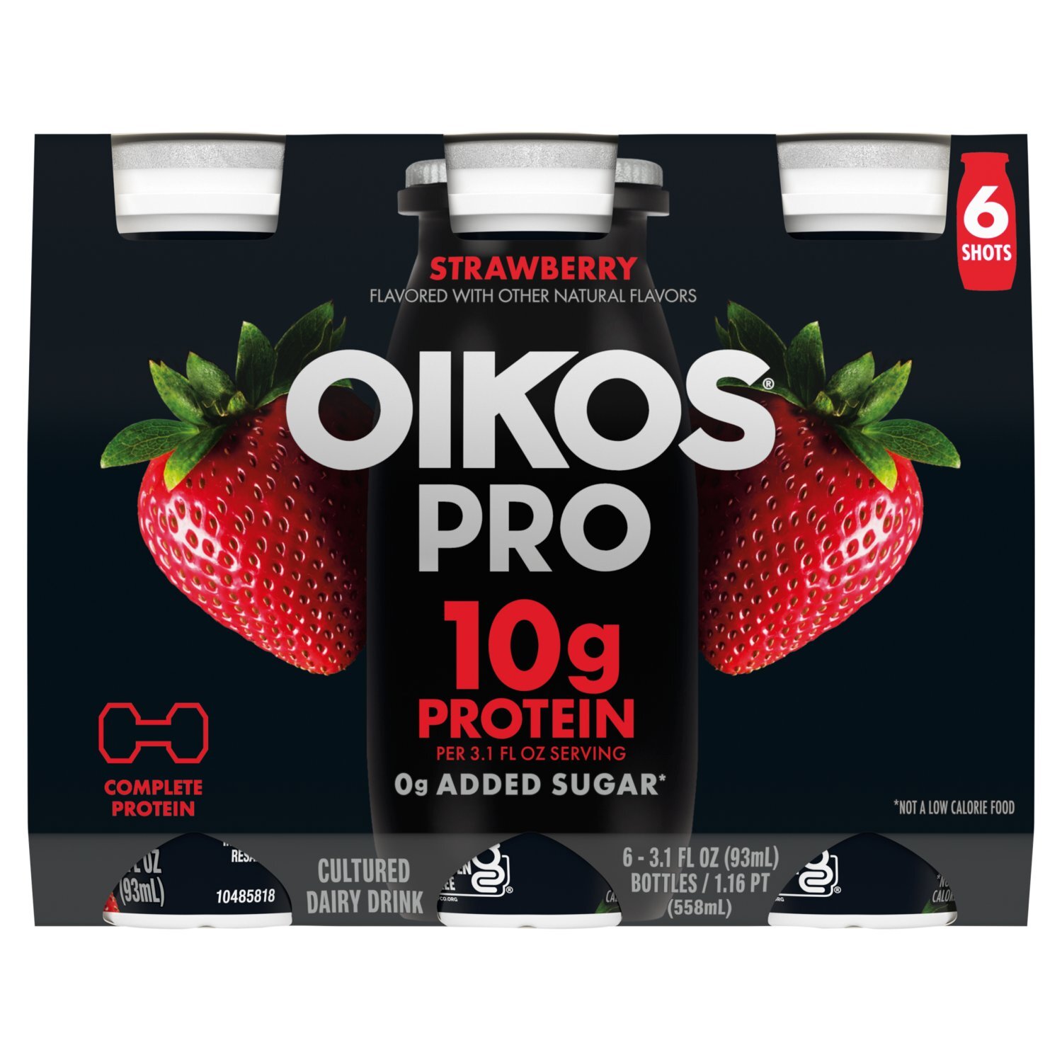 Oikos Pro Strawberry Cultured Dairy Drink, 3.1 fl oz, 6 count Image 1 of 11