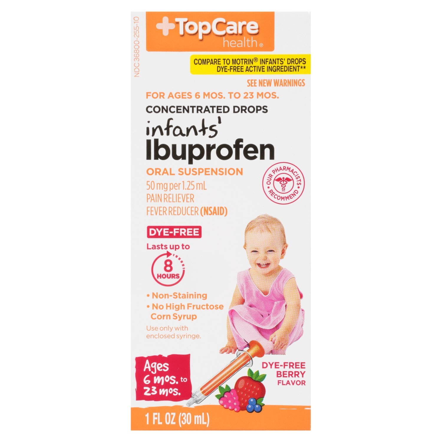 TopCare Health Infants' Ibuprofen Dye-Free Oral Suspension, Ages 6 Mos. to 23 Mos., 1 fl oz Image 1 of 9