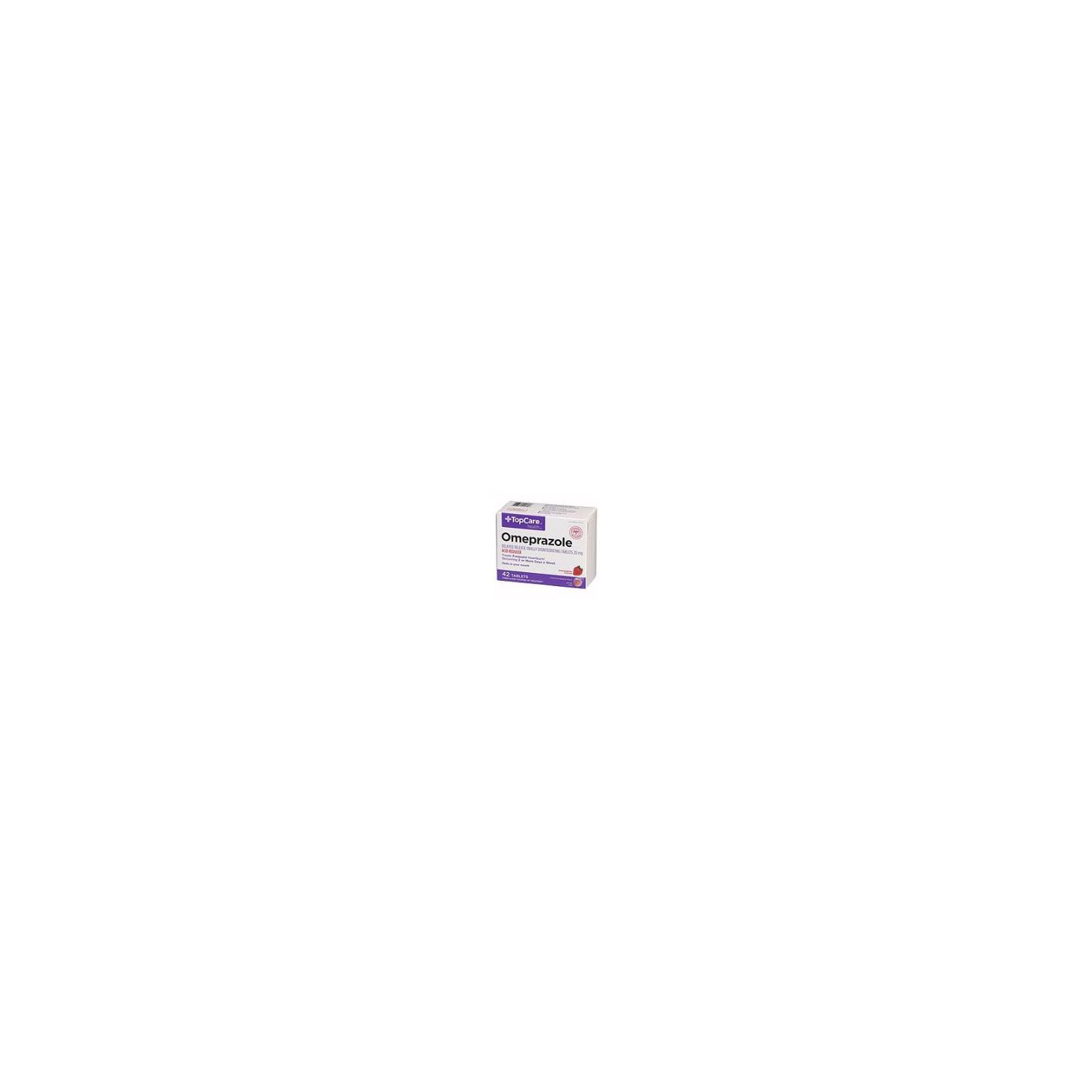 Top Care Strawberry Flavor Omeprazole Acid Reducer - 20 mg, 42 each