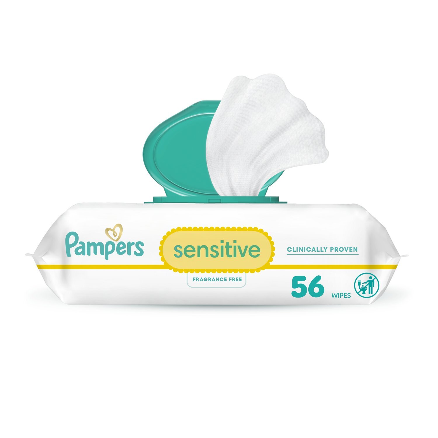 Baby Wipes Pampers Sensitive 56 Wipes, 1X Image 1 of 11