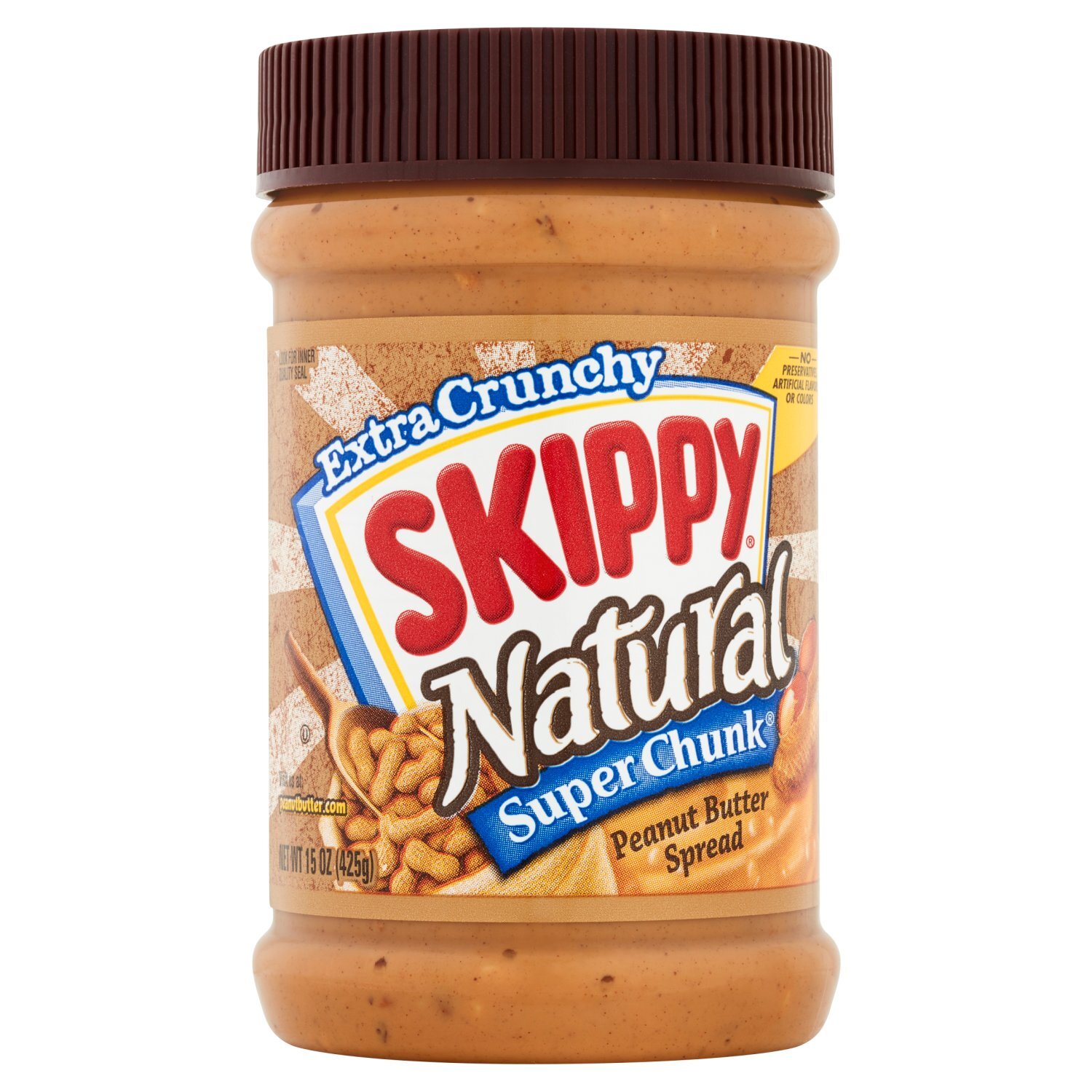 Skippy Natural Super Chunk Extra Crunchy Peanut Butter Spread, 15 oz Image 1 of 5