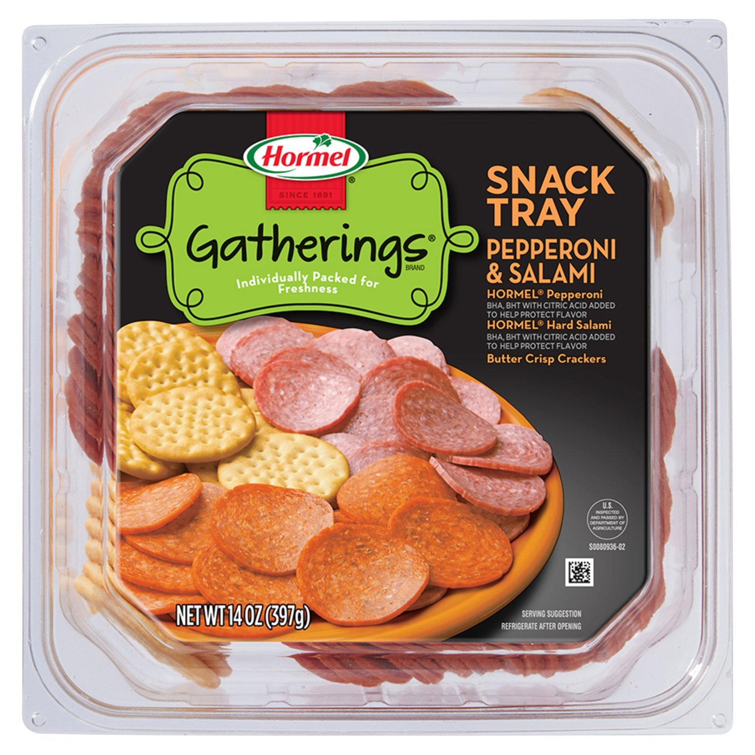 バラモン 1袋（３粒）x 60袋　2箱セット Hormel Gatherings Pepperoni & Salami Snack Tray, 14 oz - Fairway