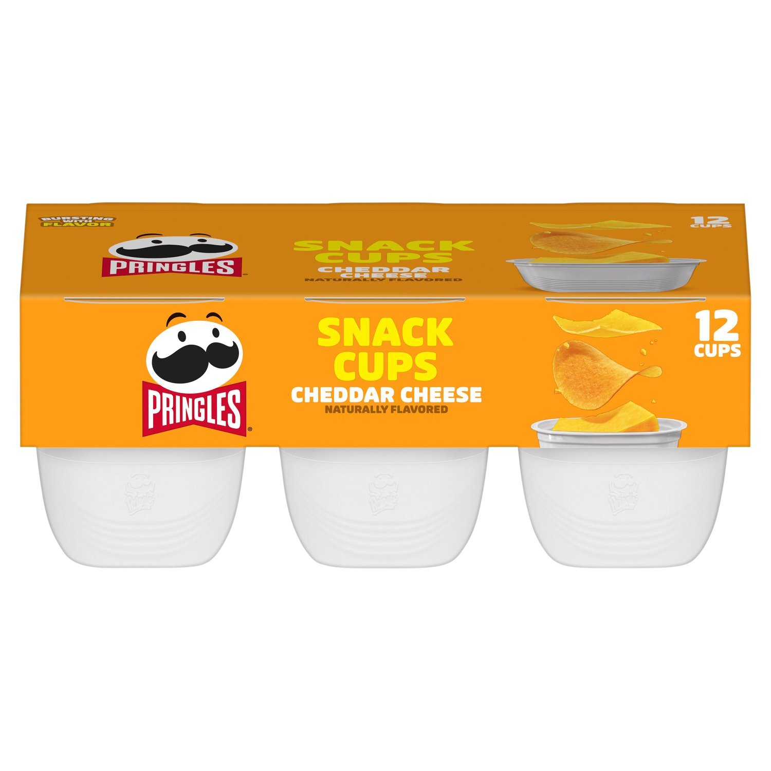 Pringles Snack Cups Cheddar Cheese Potato Crisps, 0.74 oz, 12