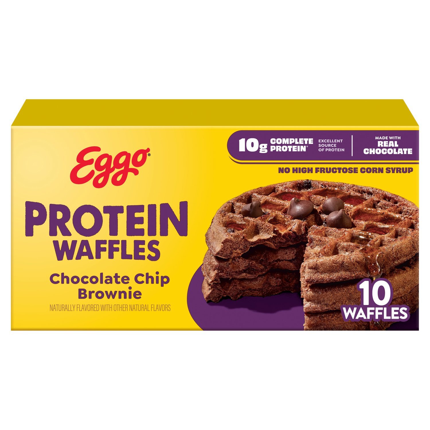 Eggo Chocolate Chip Brownie Protein Waffles, 10 count, 12.3 oz Image 1 of 12