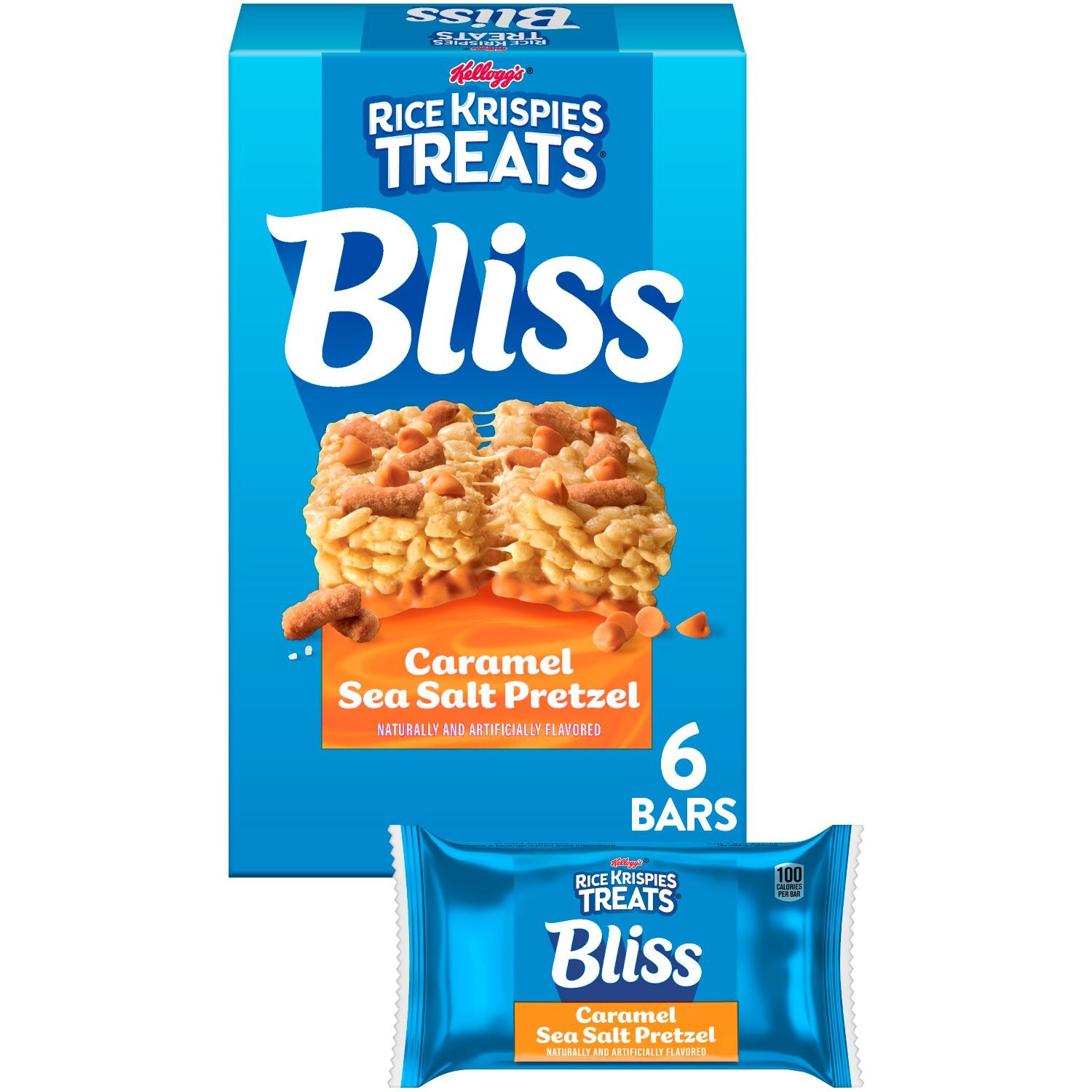 Kellogg's Rice Krispies Treats Bliss Caramel Sea Salt Marshmallow Squares, 0.84 oz, 6 count Image 1 of 13