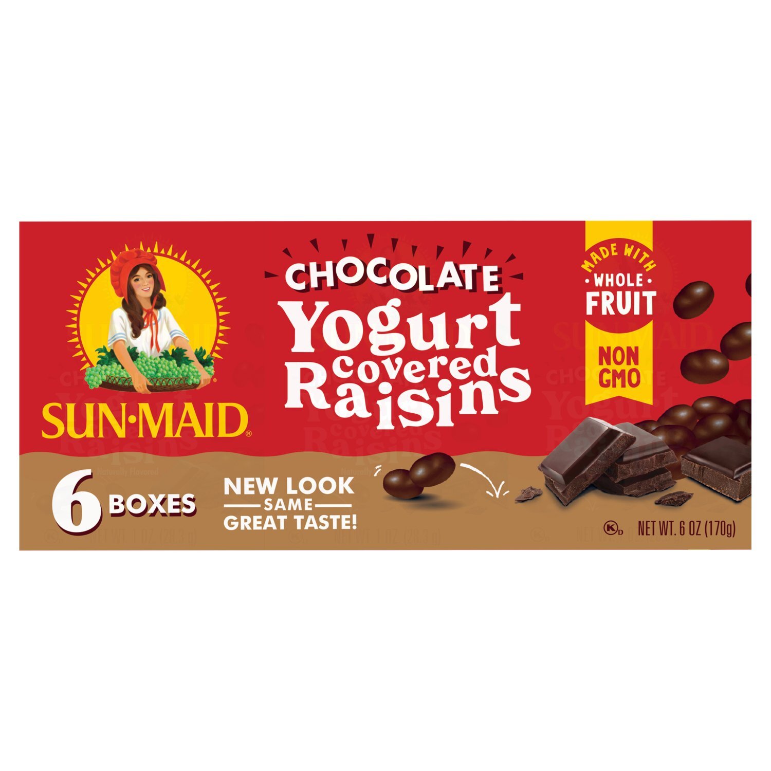 Sun-Maid® Chocolate Yogurt Covered Raisins 6-Pack/1oz Cartons