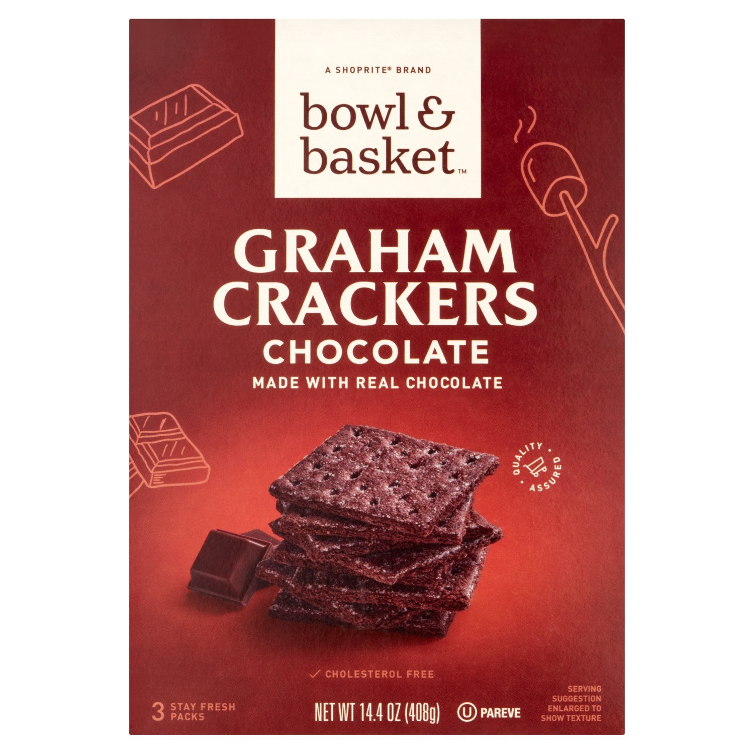 Bowl & Basket Chocolate Graham Crackers, 3 count, 14.4 oz - The