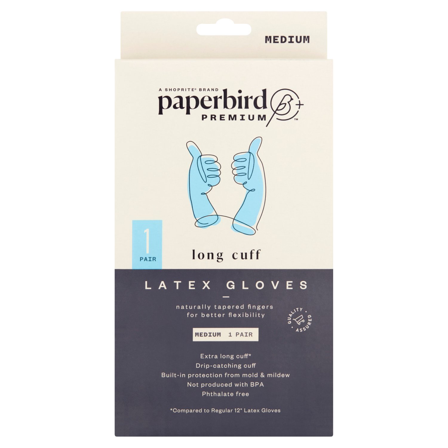 Paperbird Premium Long Cuff Latex Gloves, Medium, 1 pair Image 1 of 5