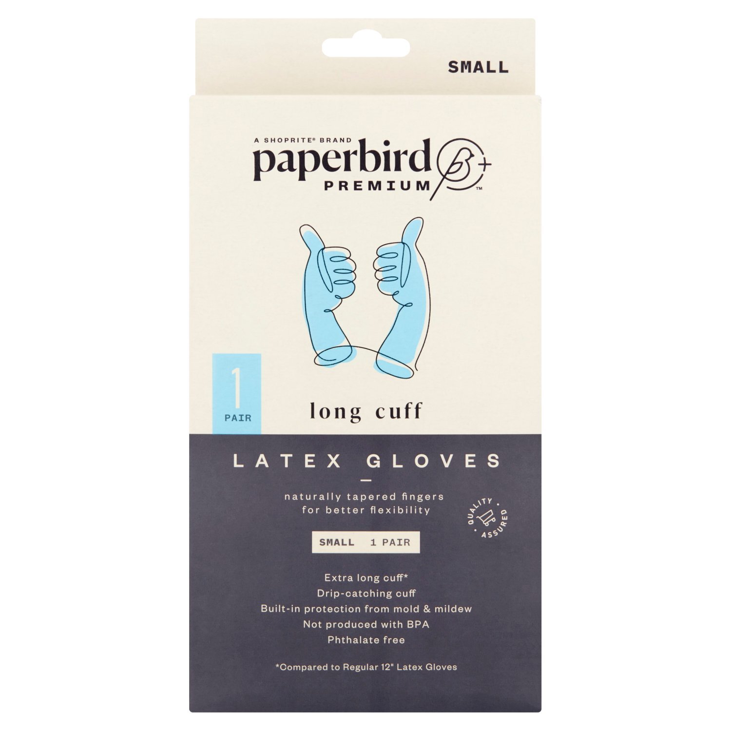 Paperbird Premium Long Cuff Latex Gloves, Small, 1 pair Image 1 of 5