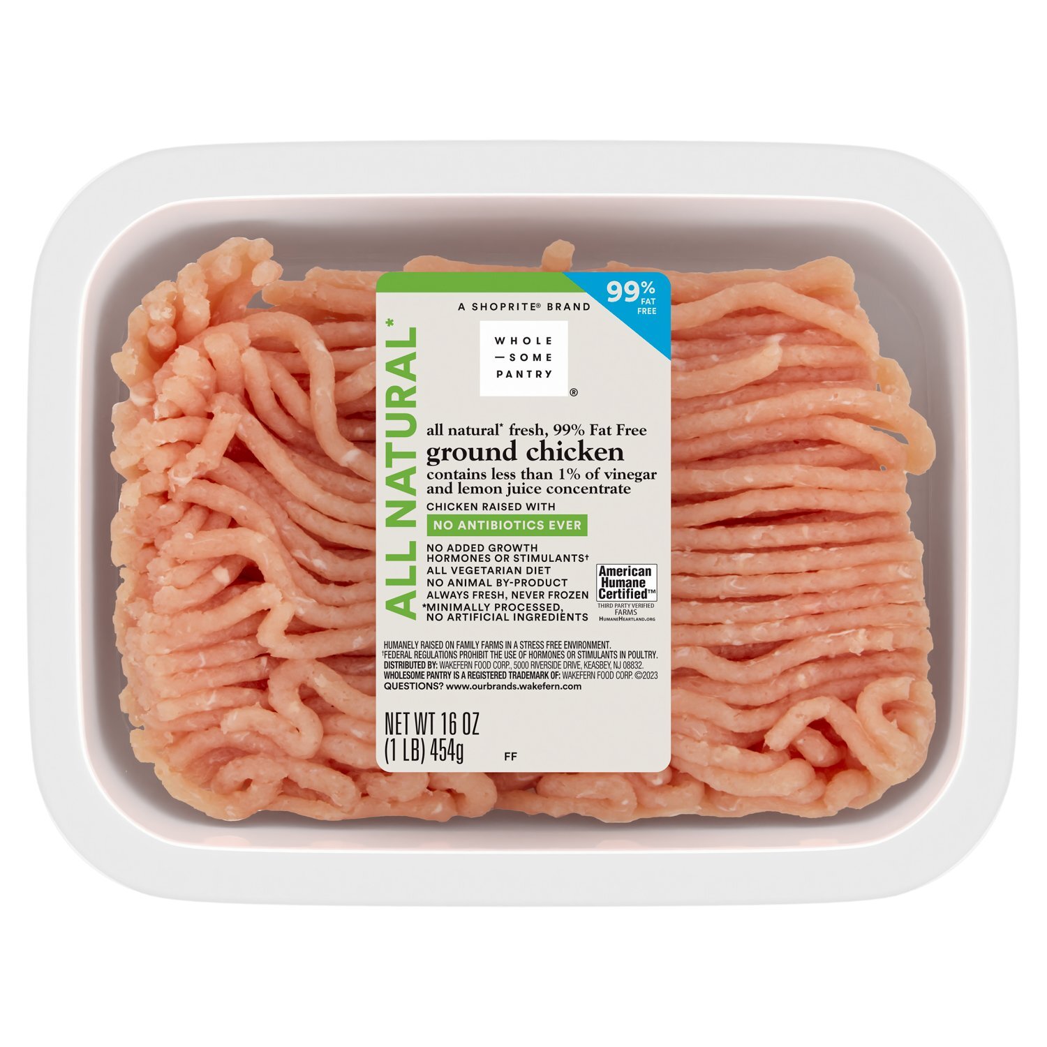 Wholesome Pantry All Natural Fresh, 99% Fat Free Ground Chicken, 16 oz Image 1 of 2