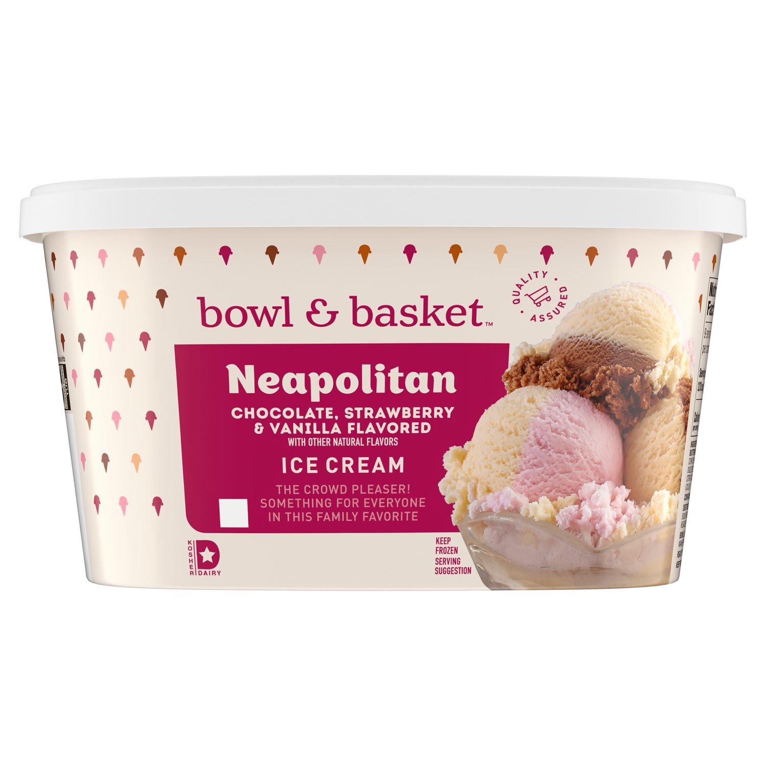 Bowl & Basket Neapolitan Chocolate, Strawberry & Vanilla Flavored